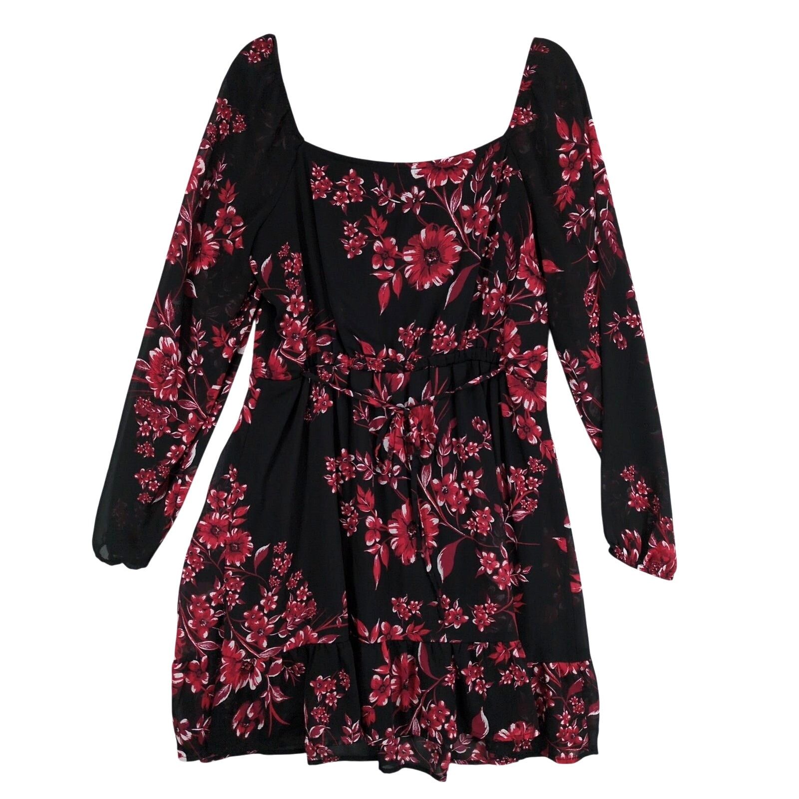 Other I.N. San Francisco Sz XL Black Red Floral Sheer Midi Dress Size XL / US 12-14 / IT 48-50 - 3 Thumbnail