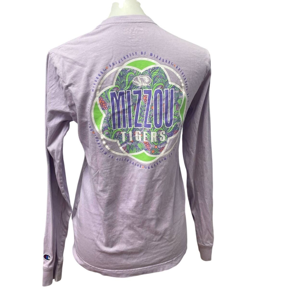 Champion Mizzou Womens Small Purple Green Long Sleeve Tee Size S / US 4 / IT 40 - 5 Thumbnail
