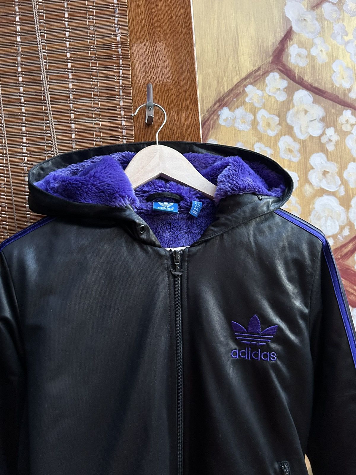 Adidas Y2K Adidas Chile 62 Faux Fur Lined Hooded Bomber Jacket Size Size XL / US 12-14 / IT 48-50 - 3 Thumbnail