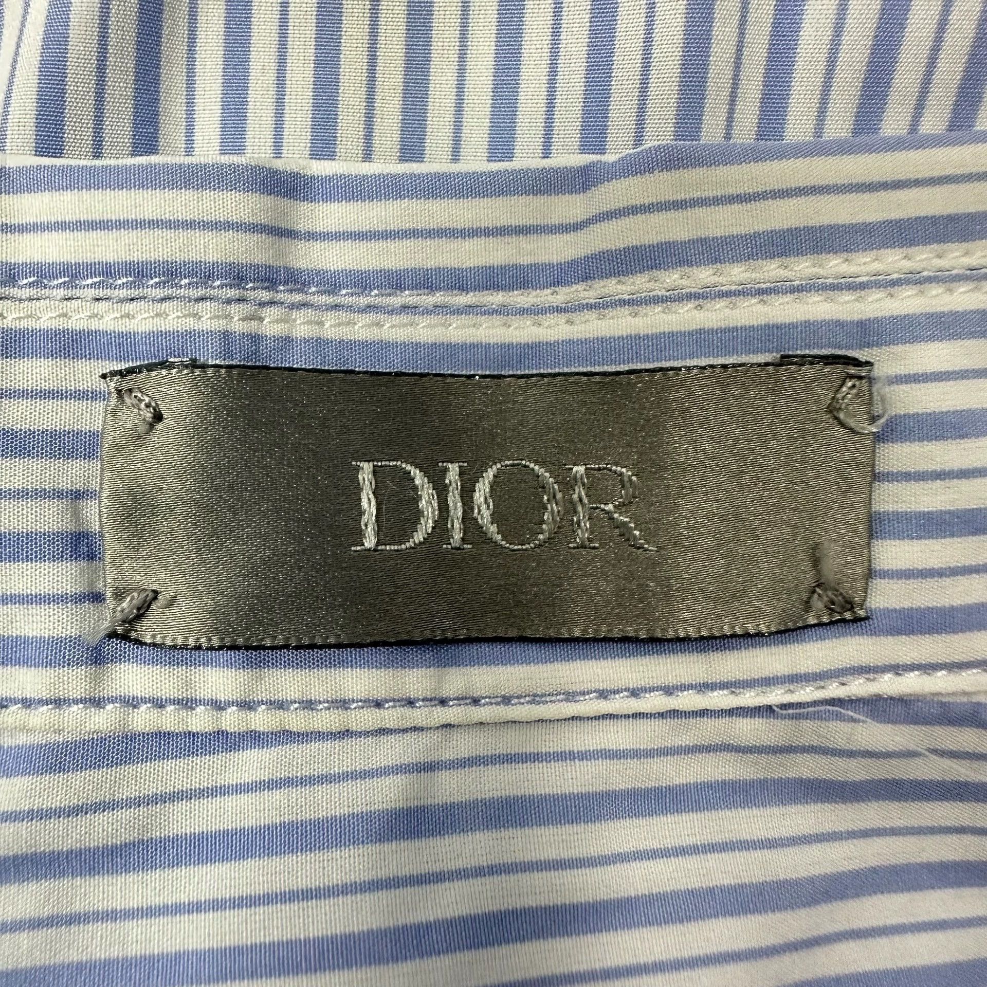 Dior Dior 24SS Embroidered Logo Blue Zip Striped Shirt Size US M / EU 48-50 / 2 - 7 Thumbnail