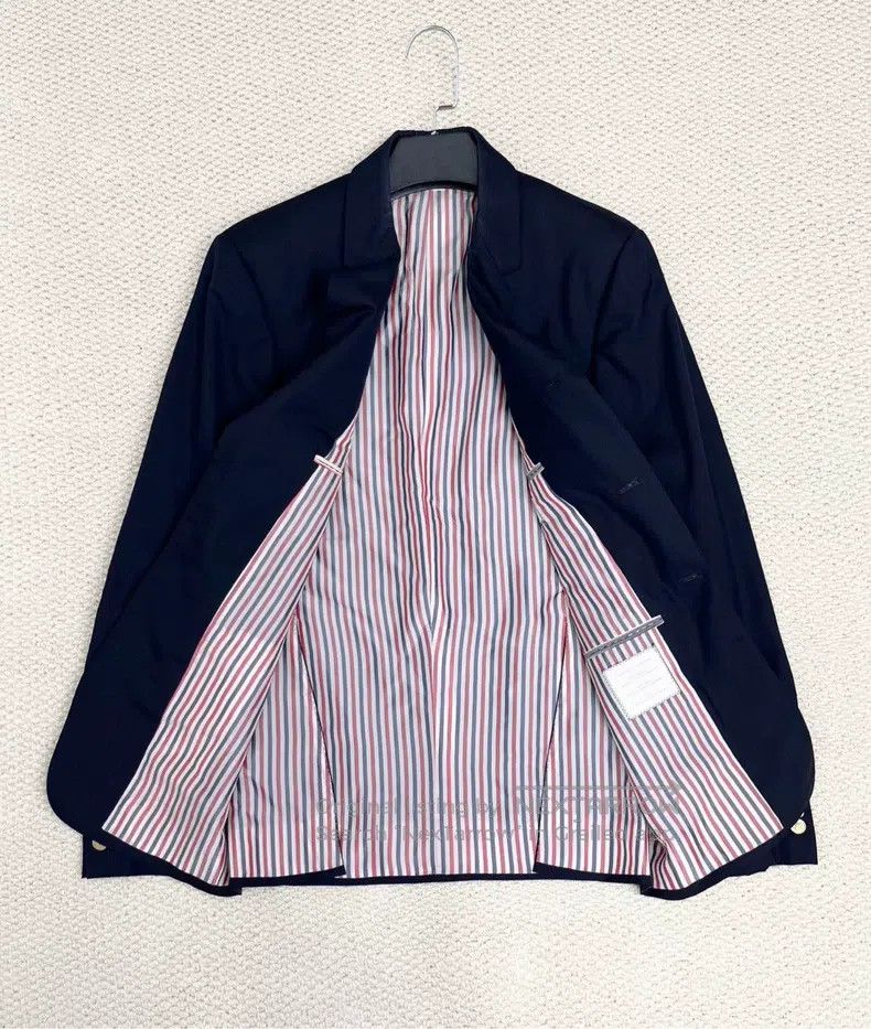 Thom Browne Thom Browne Navy Blue Anchor Gold Button Striped Blazer Size US S / EU 44-46 / 1 - 3 Thumbnail