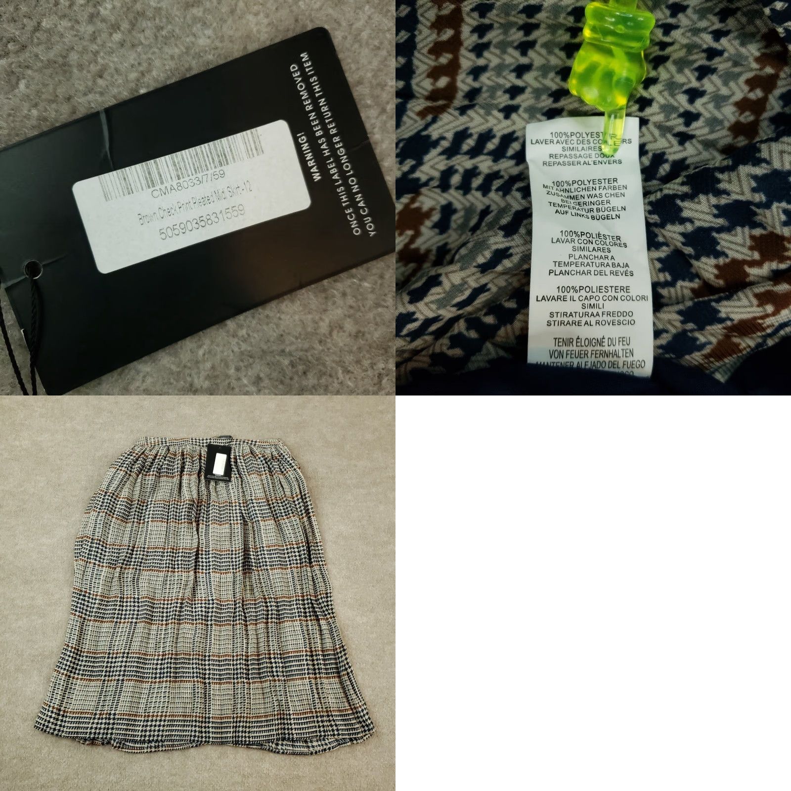 PrettyLittleThing PRETTYLITTLETHING Geometric Skirt Womens Size 12 Gray Blue Midi Lined Casual Size 34" / US 12 / IT 48 - 8 Thumbnail