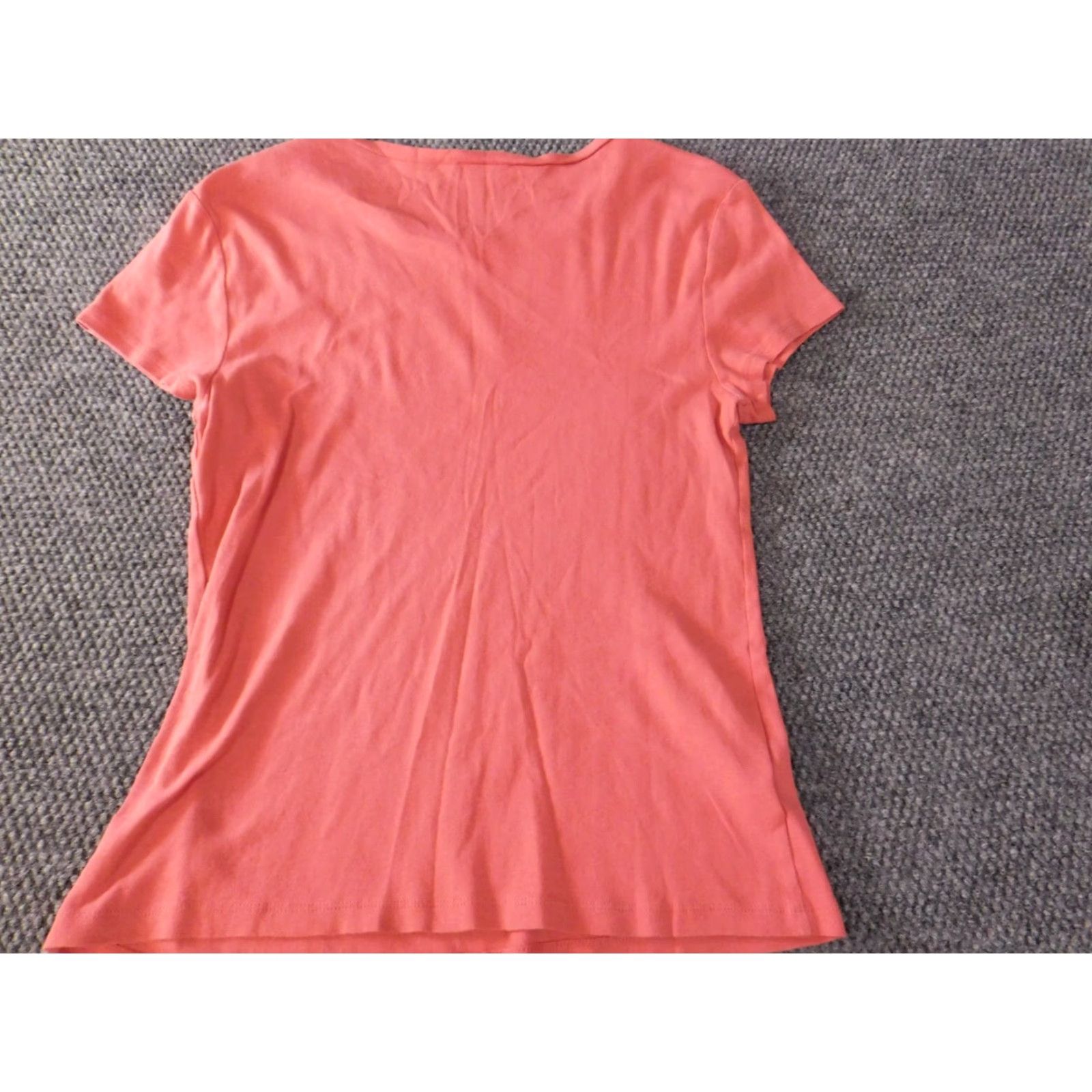 Ann Taylor Ann Taylor Womens Blouse XL Pink Crew Neck Pullover Short Sleeve Casual Regular 100% Cotton Ruffle Down Fabric Colorful Basic Top Shirt Size XL / US 12-14 / IT 48-50 - 7 Thumbnail