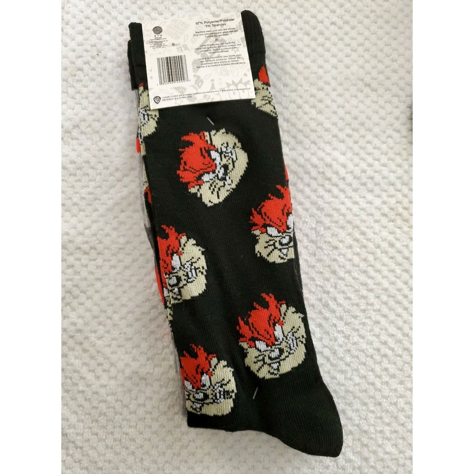 Vintage Looney Tunes Taz & Many Faces of TAZ Novelty Crew Socks 2 Pair SZ 6-12 Size ONE SIZE - 2 Thumbnail