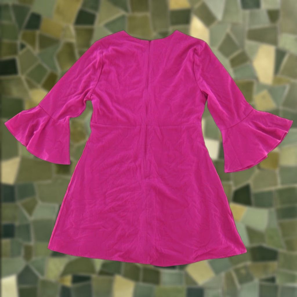 Lulus VINTAGE NWT Lulu's Magenta Pink Long Sleeve Flare Sleeve Sheath Dress Women Large Size L / US 10 / IT 46 - 1 Thumbnail