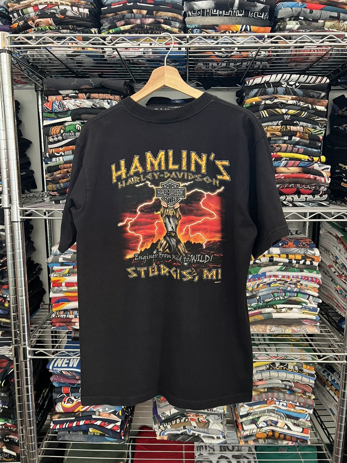 Harley Davidson 2005 H-D Hamlins Viking Flaming Lightning Thunder Tee Size US L / EU 52-54 / 3 - 2 Thumbnail