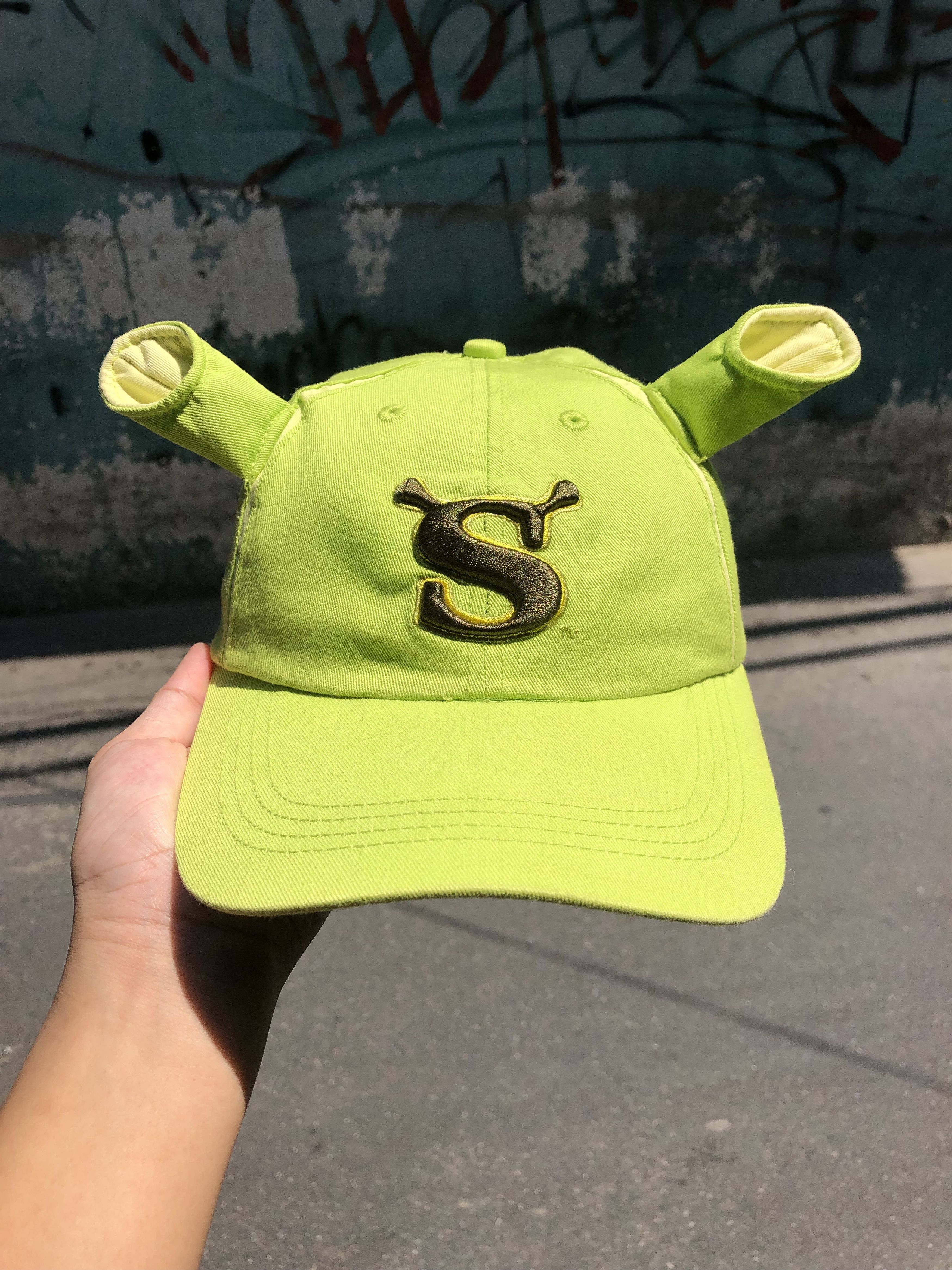 Warner Bros Rare Vtg 2000s Shrek DreamWorks Ogre Ears Strapback Cap Hat Size ONE SIZE - 1 Thumbnail