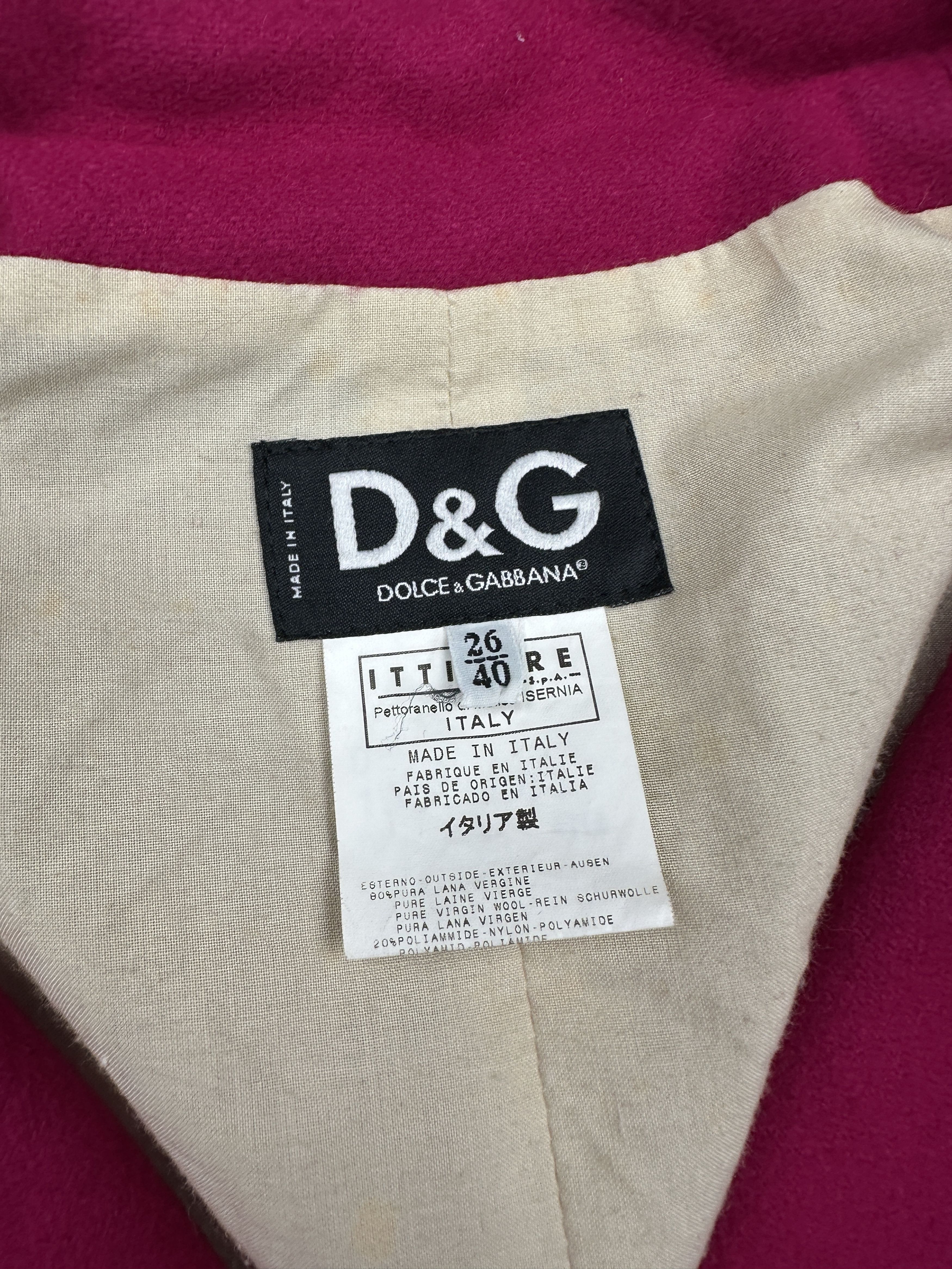 Dolce & Gabbana D&G Magenta Double Breasted Wool Jacket Size S / US 4 / IT 40 - 4 Thumbnail