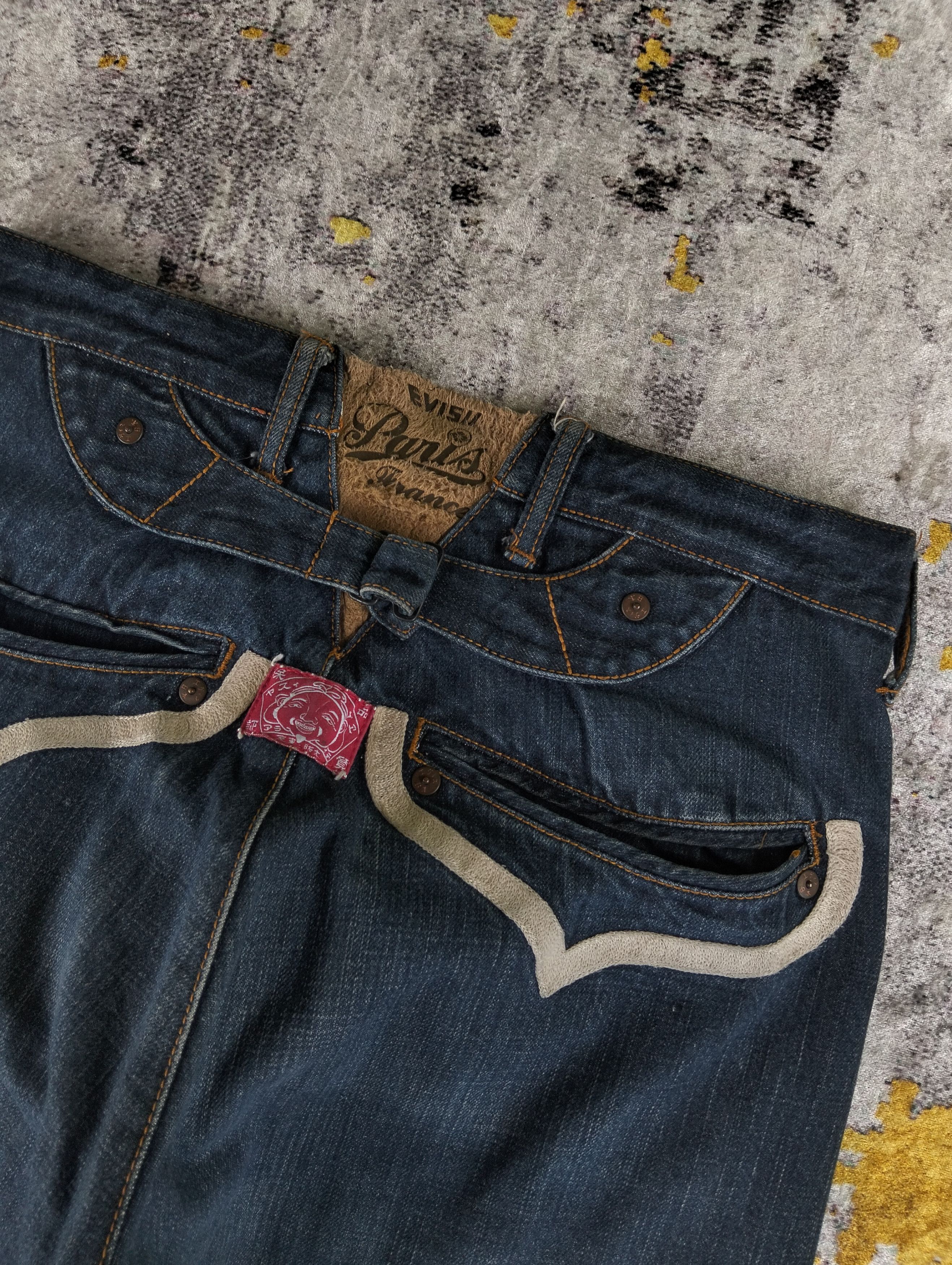 Evisu Evisu Paris Button Fly Red Line Selvedge Buckle Back Denim Size US 31 - 4 Thumbnail