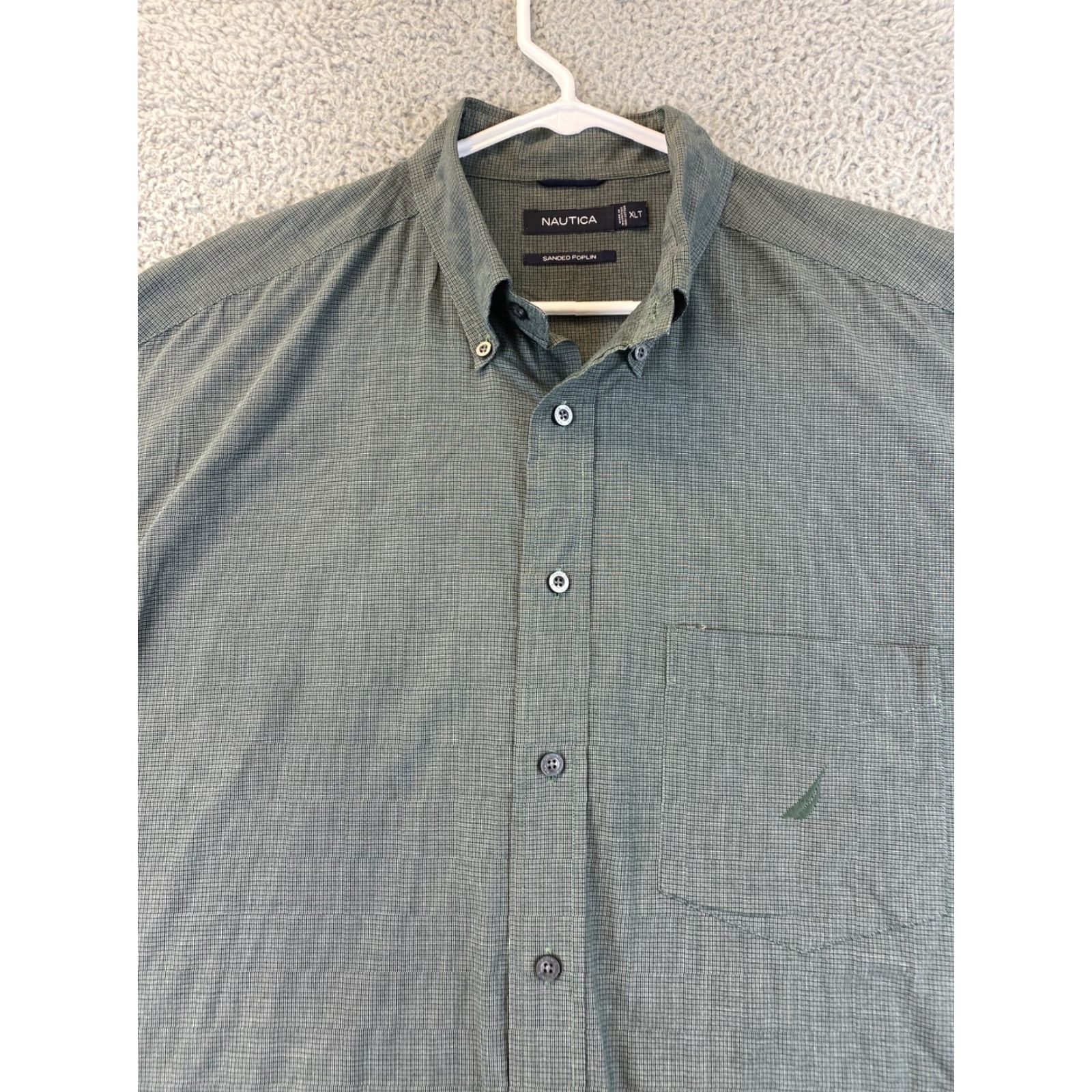 Nautica Nautica Dress Shirt Mens XL T Green Classic Fit Long Sleeve Button-Down 77-5 Size 46R - 3 Thumbnail