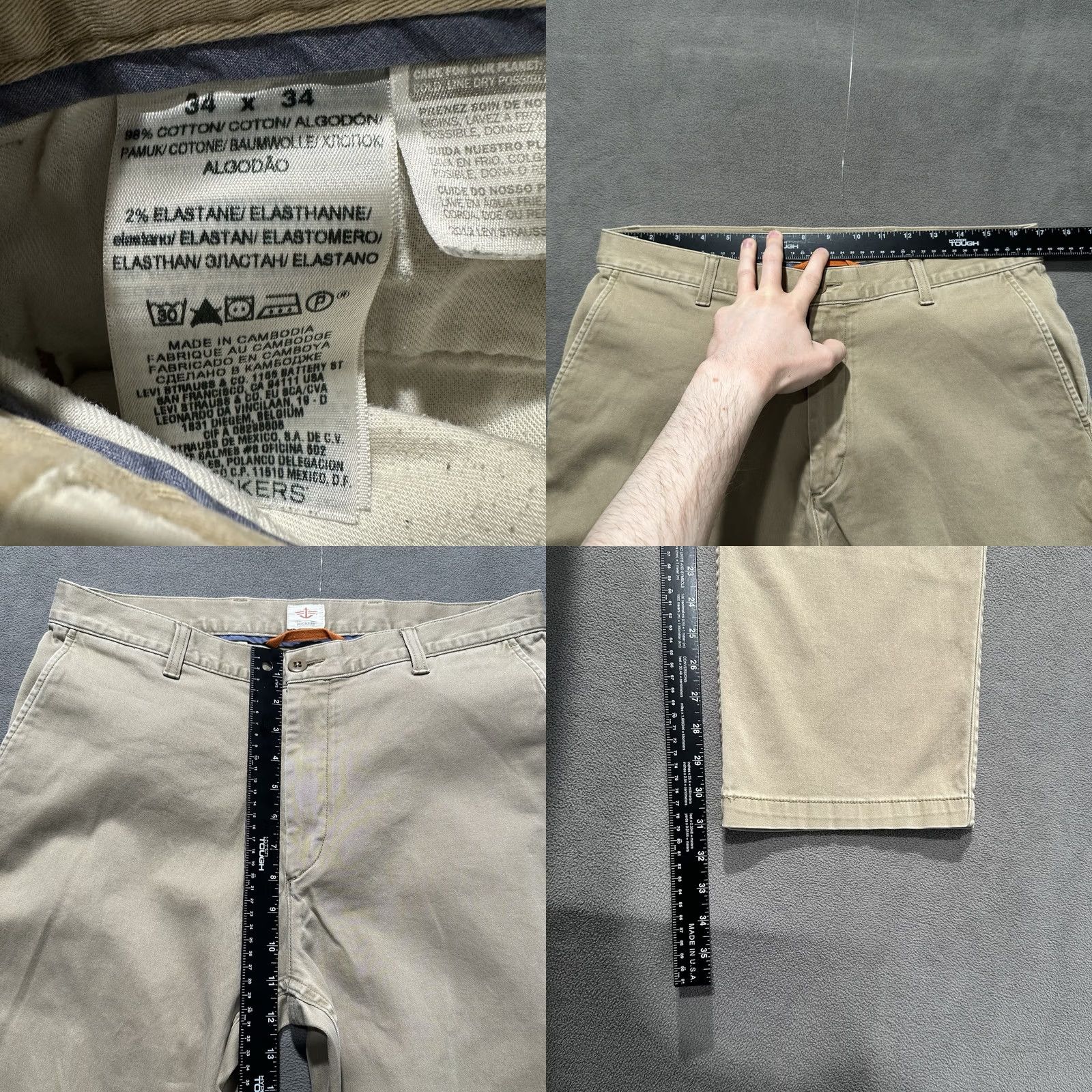 Dockers DOCKERS BeigE Khaki Flat Front Pants Mens 34x34 Straight Fit Classic Khakis Logo Preppy EUC Size US 34 / EU 50 - 8 Thumbnail