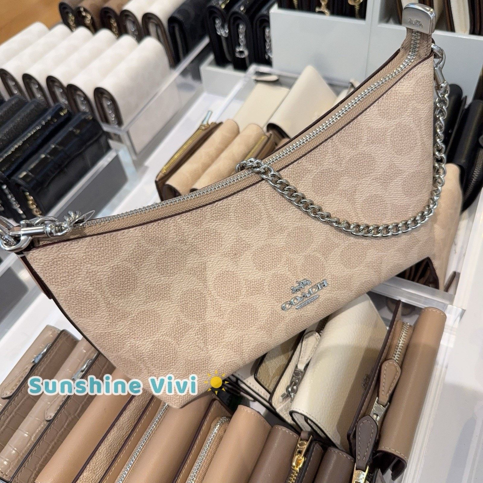 Coach NWT Coach Caitlin Shoulder Bag CEK80 Silver/Sand/Taupe Size ONE SIZE - 2 Thumbnail