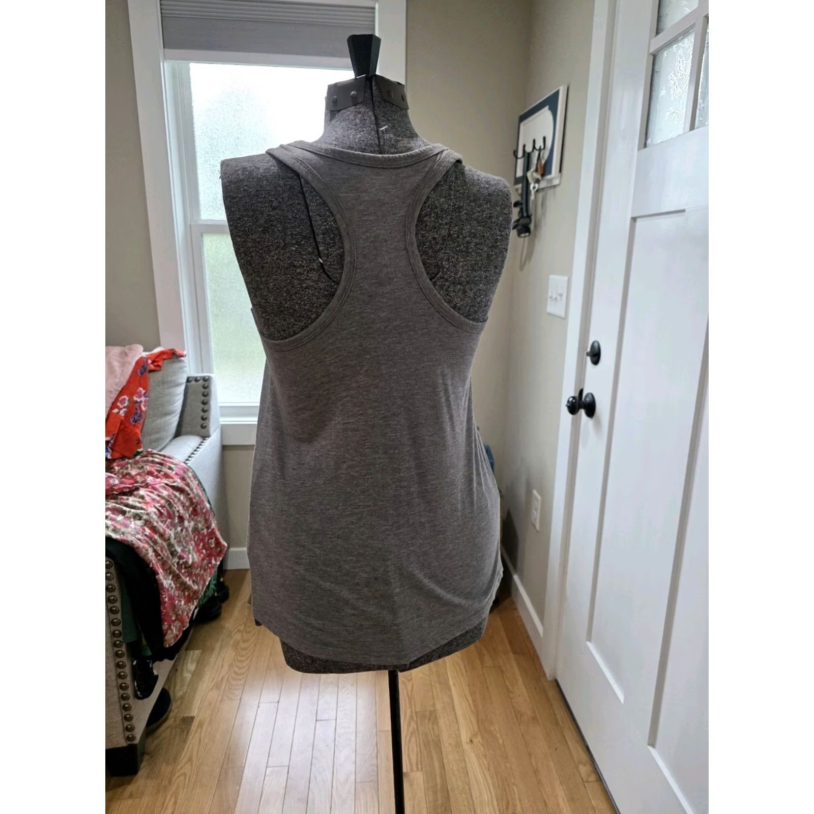 Athletic Works Athletic Works Womens Active Racerback Tank M 8 - 10 Shirt Sleeveless Gray Polyester Spandex Moisture Wicking Size ONE SIZE - 3 Thumbnail