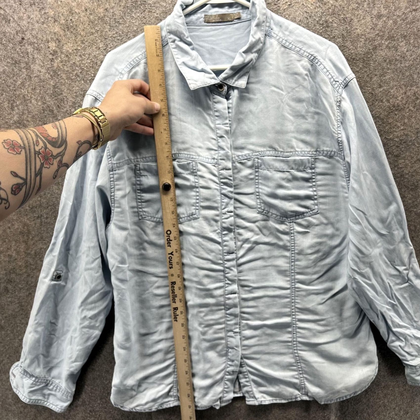Prana VINTAGE PrAna Shirt Mens XL Blue Long Sleeve Utility Button Front Chest Pockets Casual Size US XL / EU 56 / 4 - 4 Thumbnail