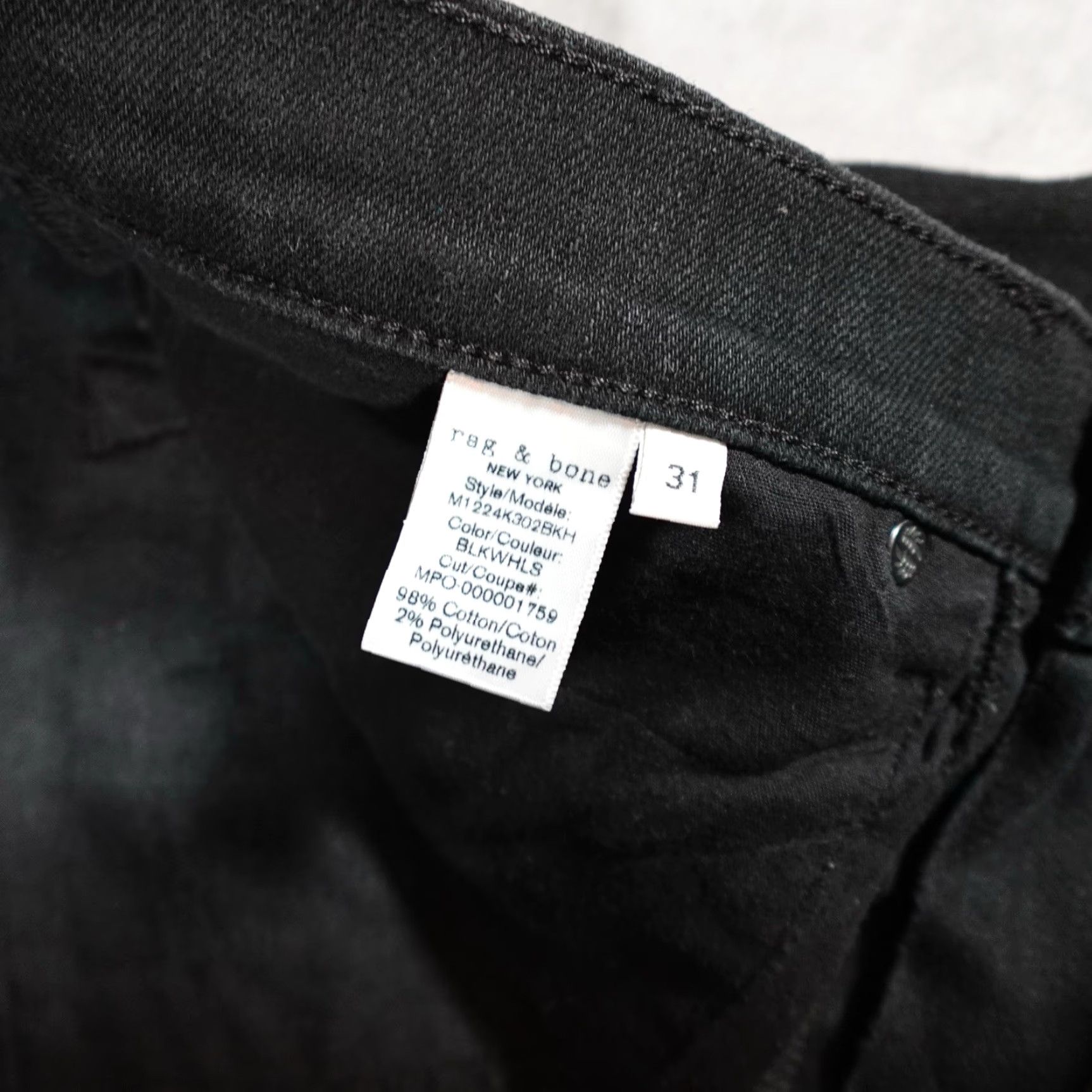 Rag & Bone rag & bone Jeans Mens 31x30 Extra-Slim Distressed Black USA Button Fly Denim 5-Pocket Skin y Size US 31 - 6 Thumbnail