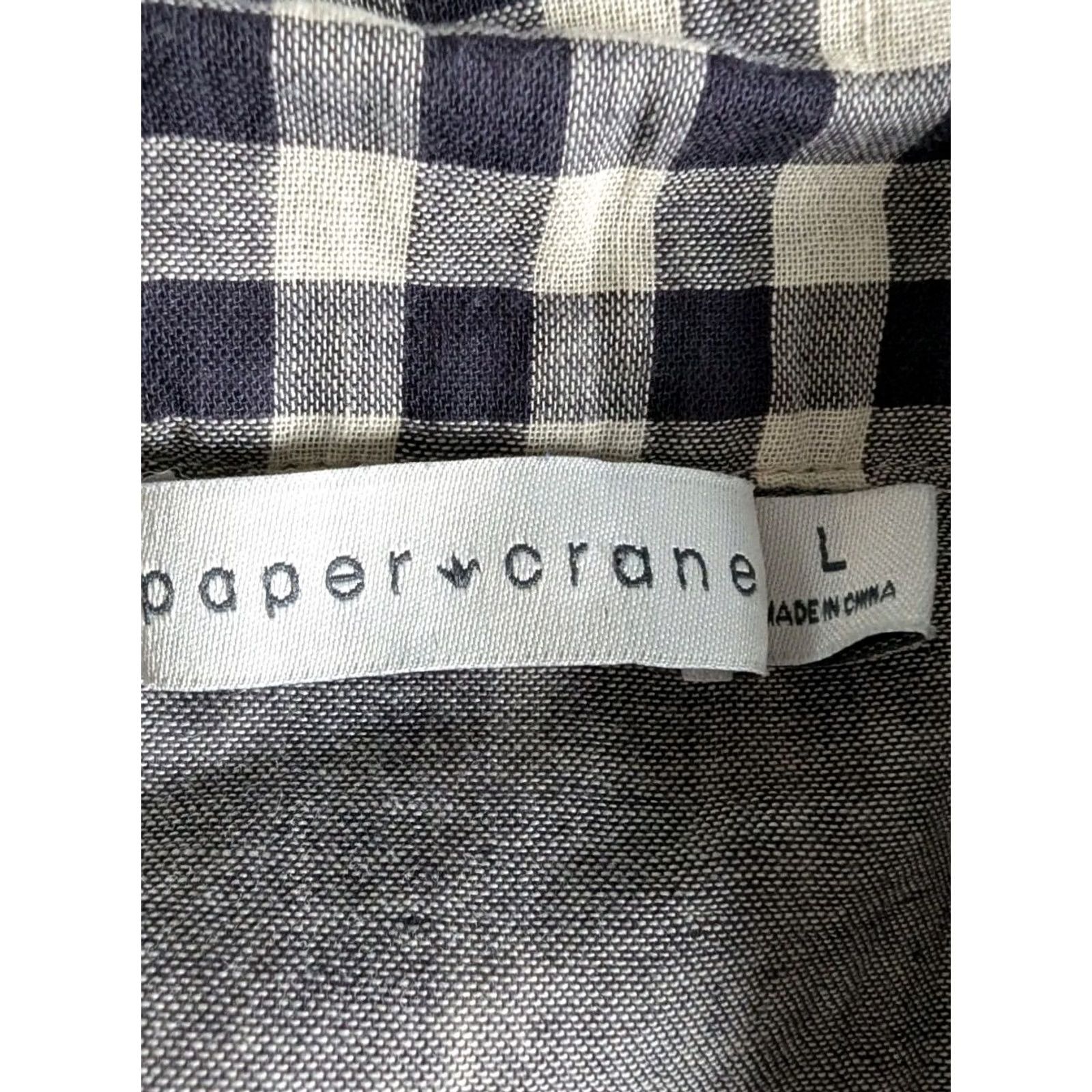 Vintage Crane Paper Gingham Plaid Roll Tab Sleeve Women's Top Sz L Cottagecore Preppy Size L / US 10 / IT 46 - 6 Thumbnail