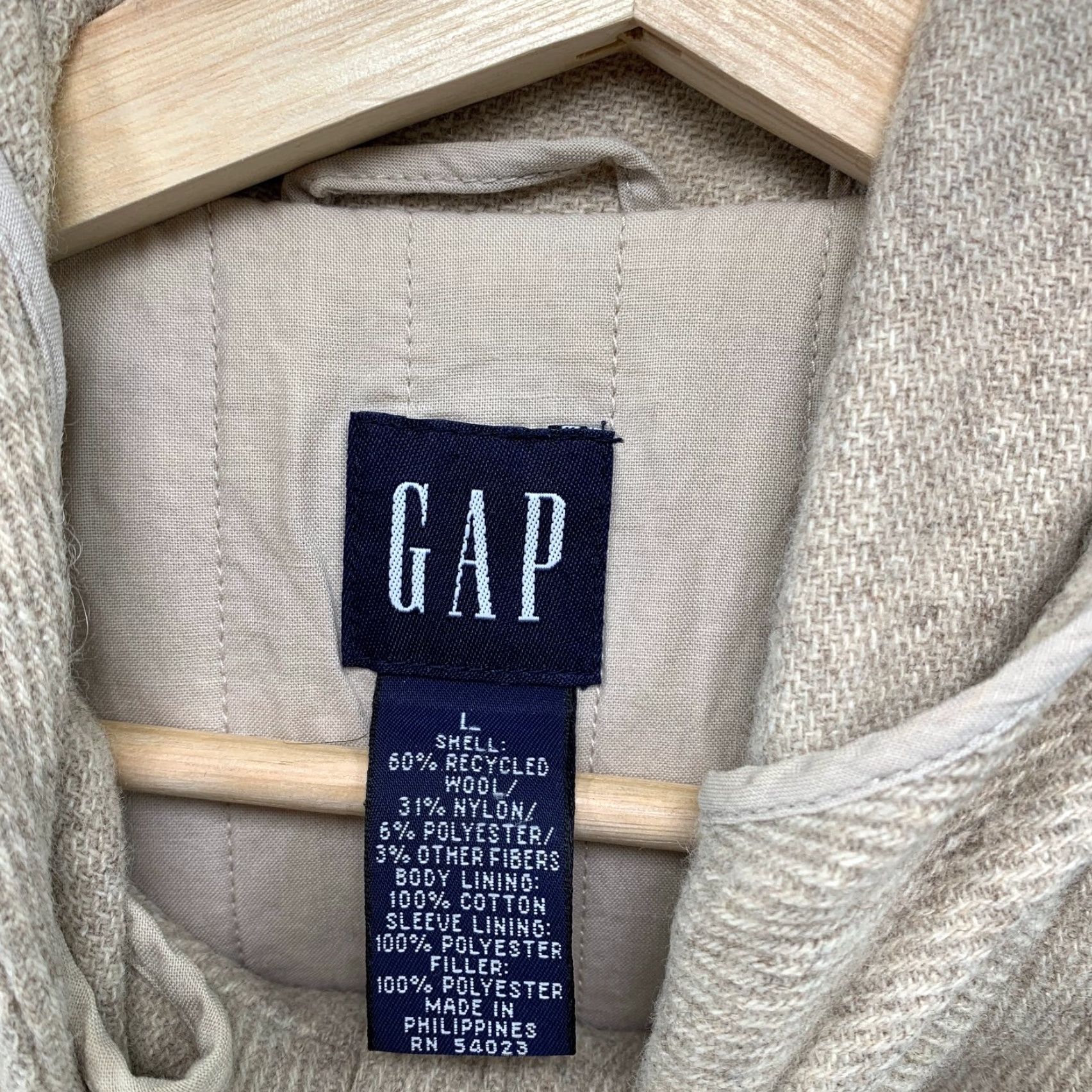 Gap VINTAGE Gap Wool Jacket Womens Large Oatmeal Beige Hooded Lined Insulated Y2K Jacket Size L / US 10 / IT 46 - 3 Thumbnail