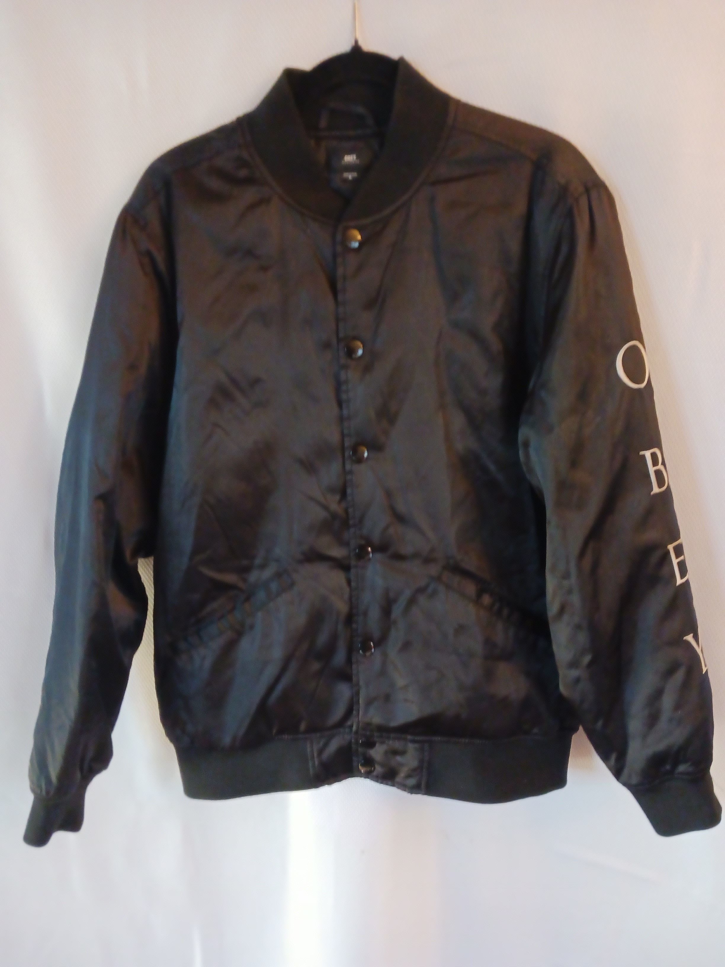 Obey 100% Nylon Men's Snap Button Black Jacket Size US M / EU 48-50 / 2 - 1 Thumbnail