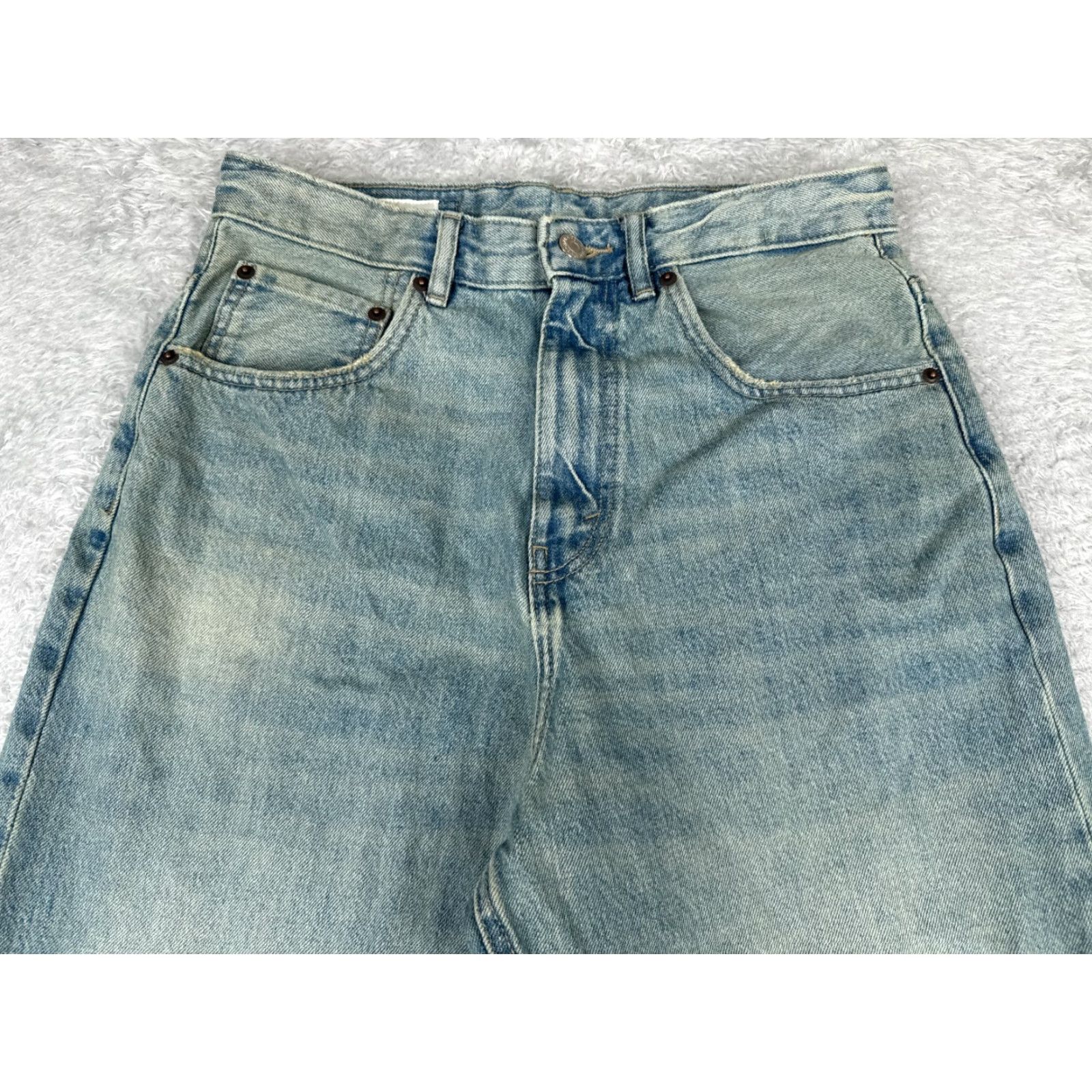 Zara Zara Jeans Womens 31 Blue Denim Wide Leg High Rise Cotton Blend Med Wash 30x31 Size 24" / US 00 / IT 34 - 4 Thumbnail