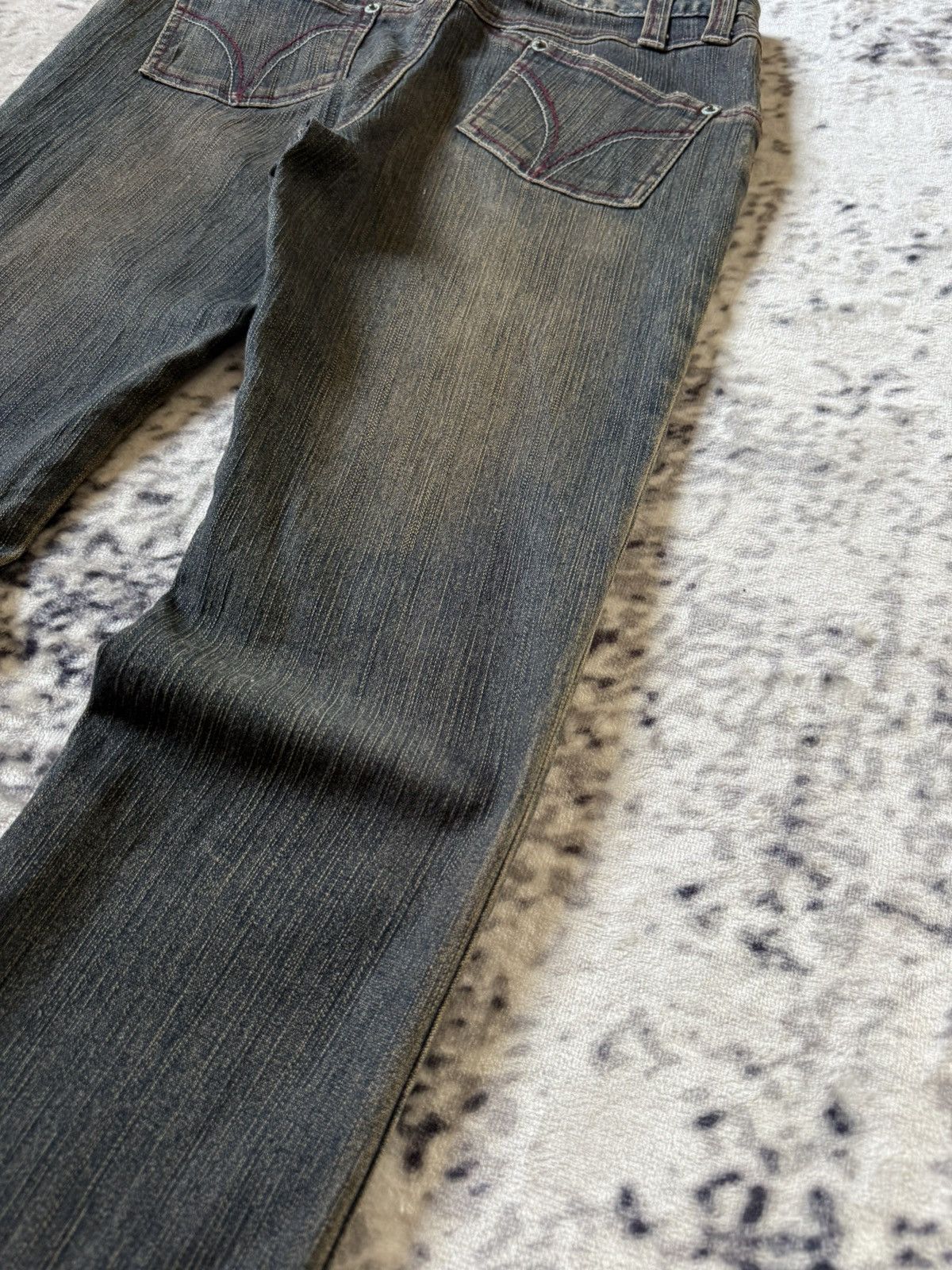 Japanese Brand Jouer Aux Echecs Mud Wash Patina Fade Studded Flared Jeans Size US 28 / EU 44 - 12 Thumbnail