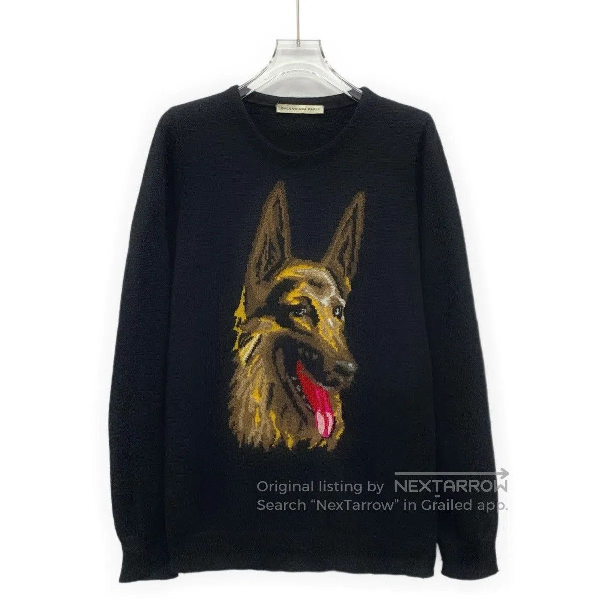 Balenciaga Black Long-Sleeve Sweater with German Shepherd Design. Size US S / EU 44-46 / 1 - 1 Thumbnail