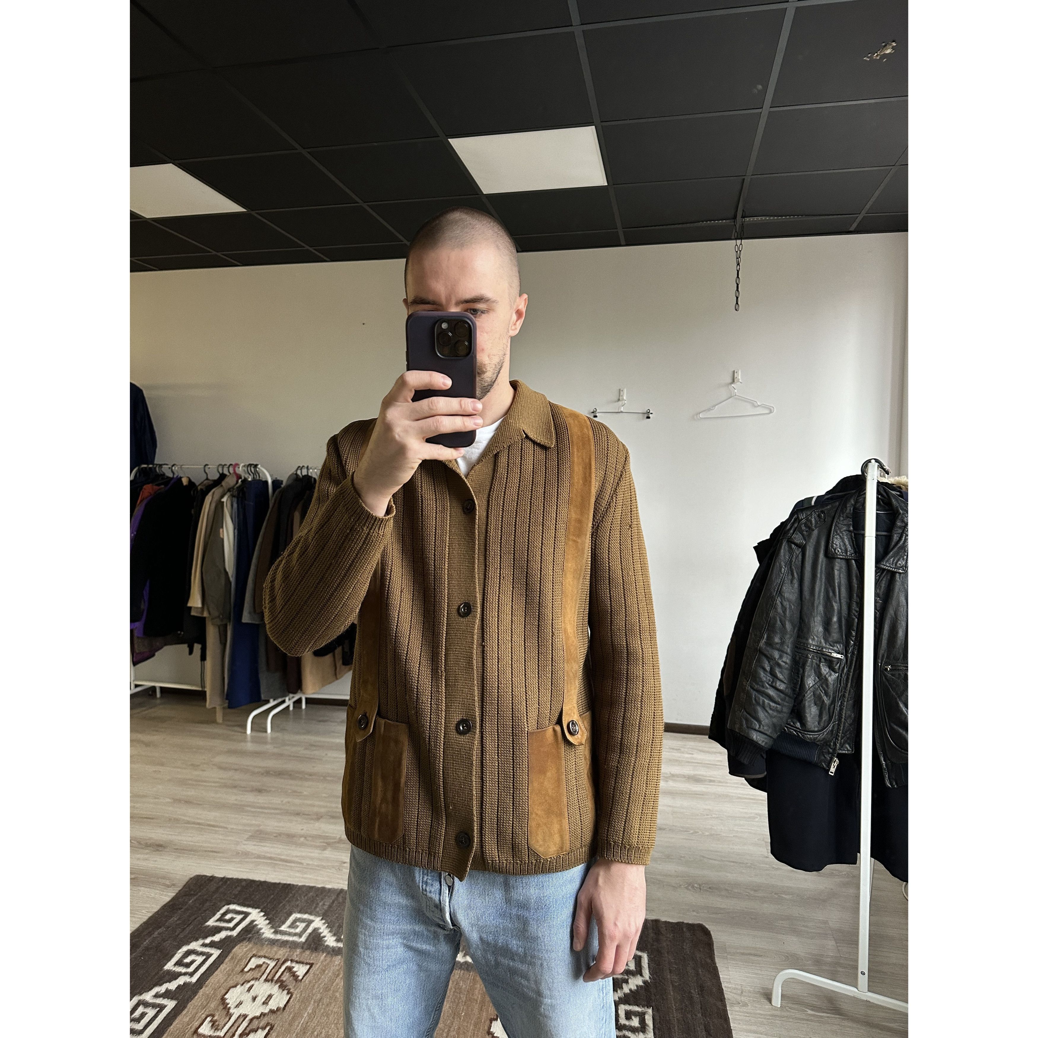 Vintage Vintage 60s French Wool Knitted Cardigan Sweater 7909AC Size US L / EU 52-54 / 3 - 1 Thumbnail