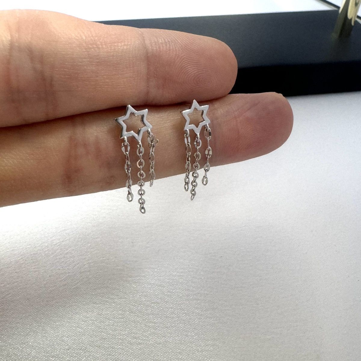 Other Six-pointed Star Tassel Chain Dangle Drop Earrings for Women Size ONE SIZE - 3 Thumbnail