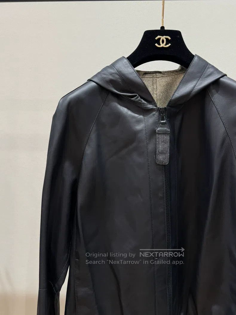 Brunello Cucinelli Brunello Cucinelli Black hooded leather jacket Size XS / US 0-2 / IT 36-38 - 2 Thumbnail