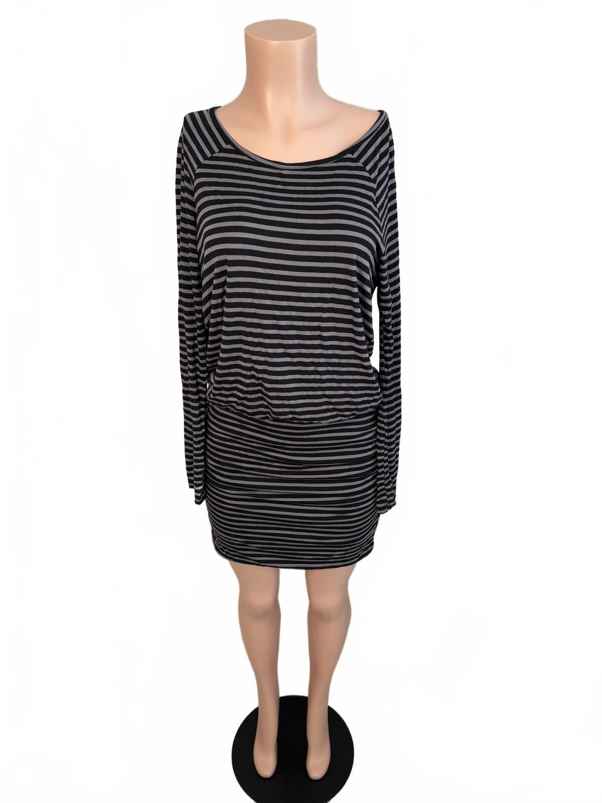 Banana Republic Y2K Black & Gray Striped Long Sleeve Dress Medium Size M / US 6-8 / IT 42-44 - 2 Thumbnail