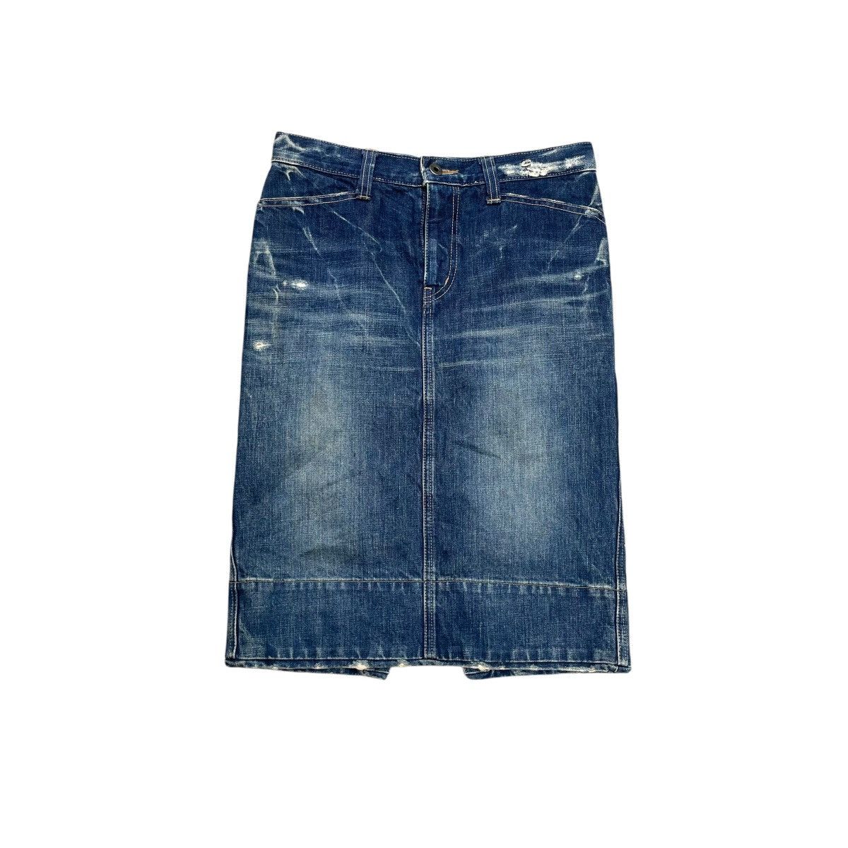 Hysteric Glamour × Japanese Brand 💥Vintage Hysteric Glamour Distressed Midi Skirt Jeans Size 30" / US 8 / IT 44 - 1 Thumbnail