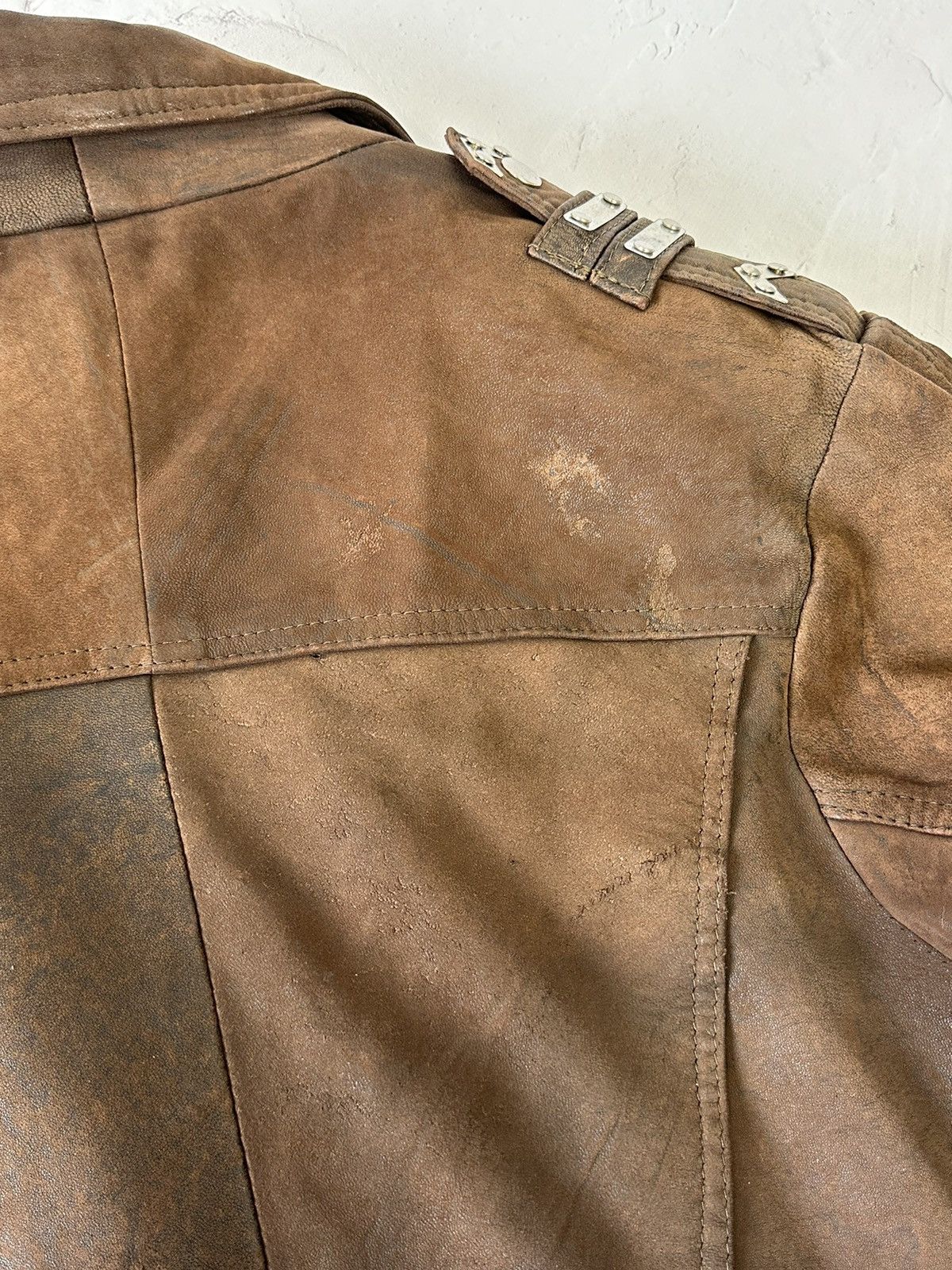 Vintage Vintage Real Leather Brown Cropped Biker Jacket Size M / US 6-8 / IT 42-44 - 11 Thumbnail