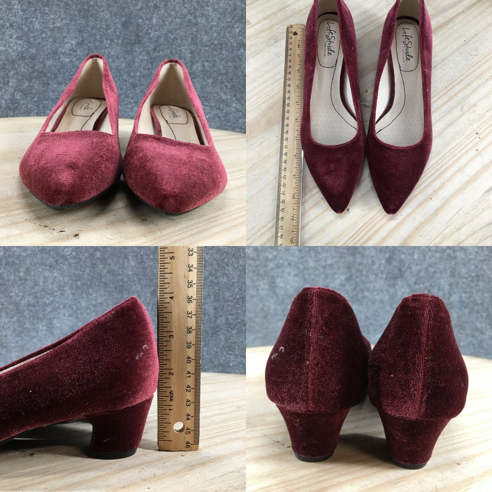 Vintage Life Stride Heels Pumps Minx Red Slip On Womens 8 M Classic Pointed Comfort Block Heel Size US 8 / IT 38 - 8 Thumbnail