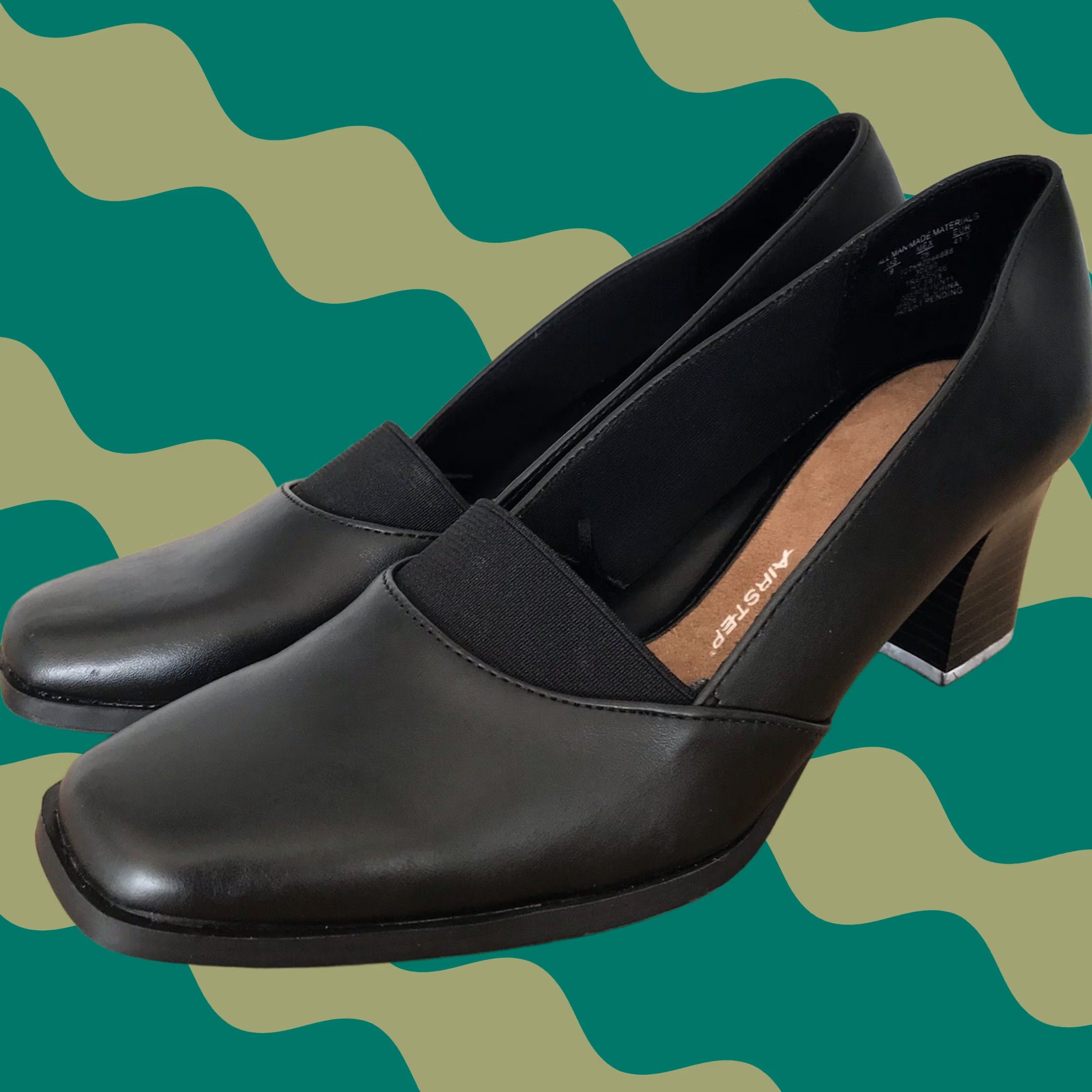 Vintage Airstep Women Black Treasure Faux Leather Slip-On Comfort Heels Pumps 9 Size US 9 / IT 39 - 1 Thumbnail