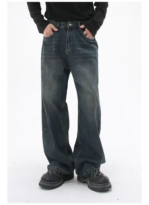 Japanese Brand × Jean Pants Washed distressed blue loose straight casual jeans Size US 33 - 2 Thumbnail