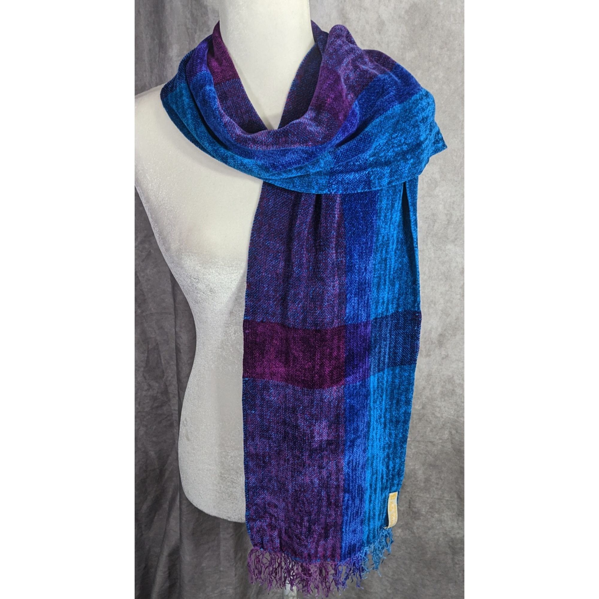 Other Cozy Ombre Handwoven By Polly Connell Blue & Purple Chenille Size ONE SIZE - 6 Thumbnail