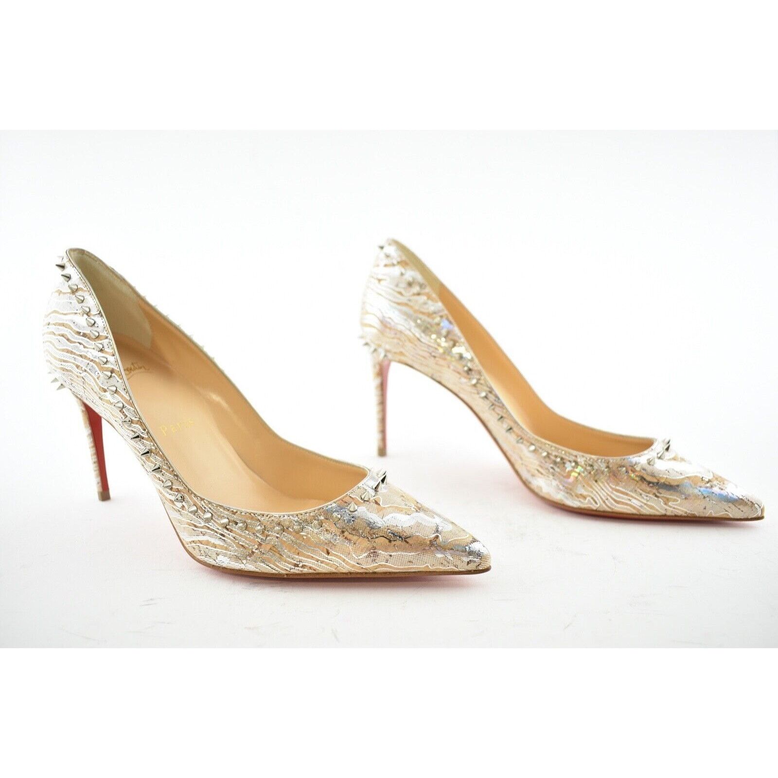 Christian Louboutin Christian Louboutin Anjalina 85 Liege Wavy AB Cork Silver Size US 7.5 / IT 37.5 - 4 Thumbnail
