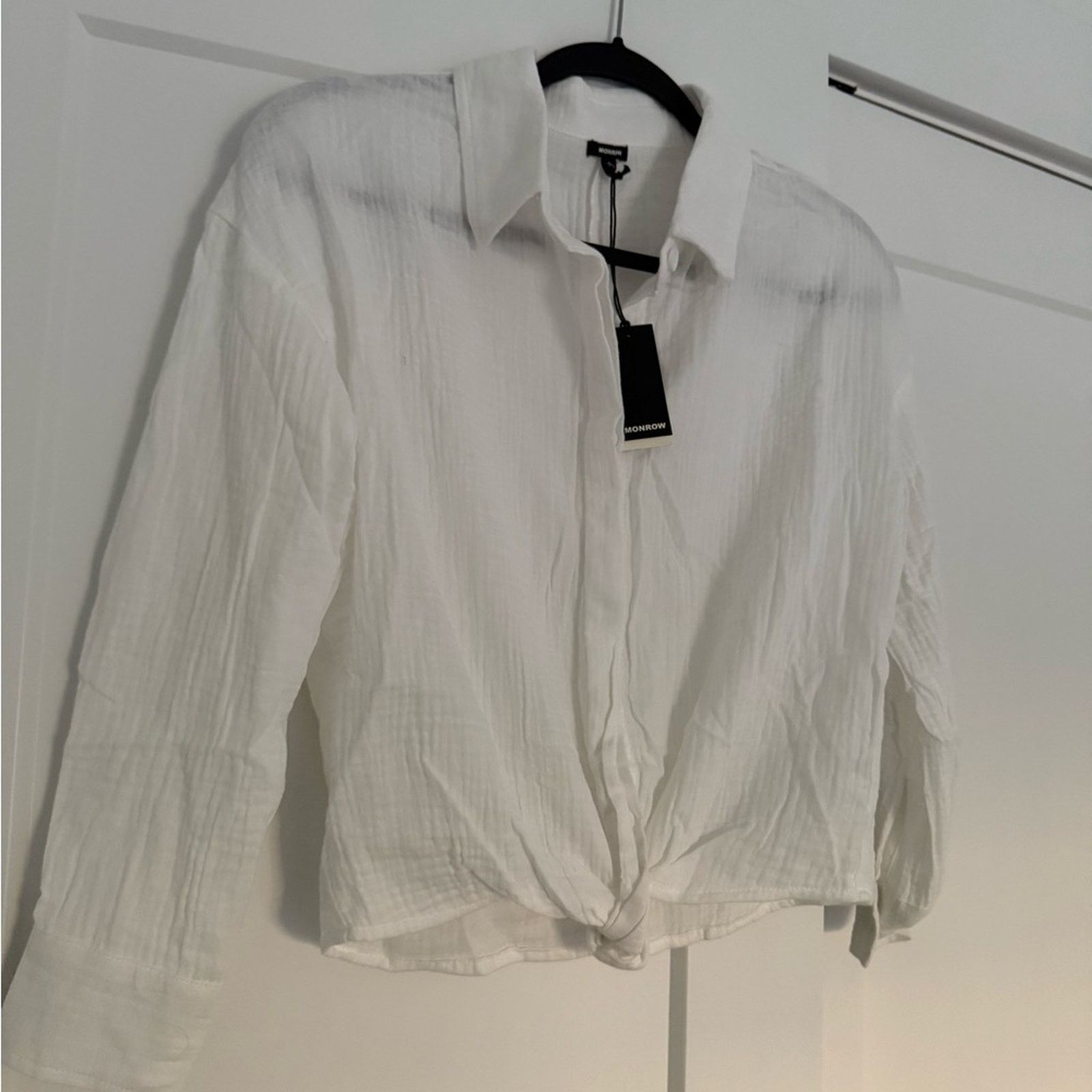 MONROW New Monrow White Cotton Gauze Button Down Small $128 Size S / US 4 / IT 40 - 6 Thumbnail