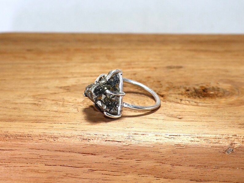 Handmade Handmade Pyrite Sterling Silver Ring: Rough Stone Jewelry Size ONE SIZE - 6 Thumbnail