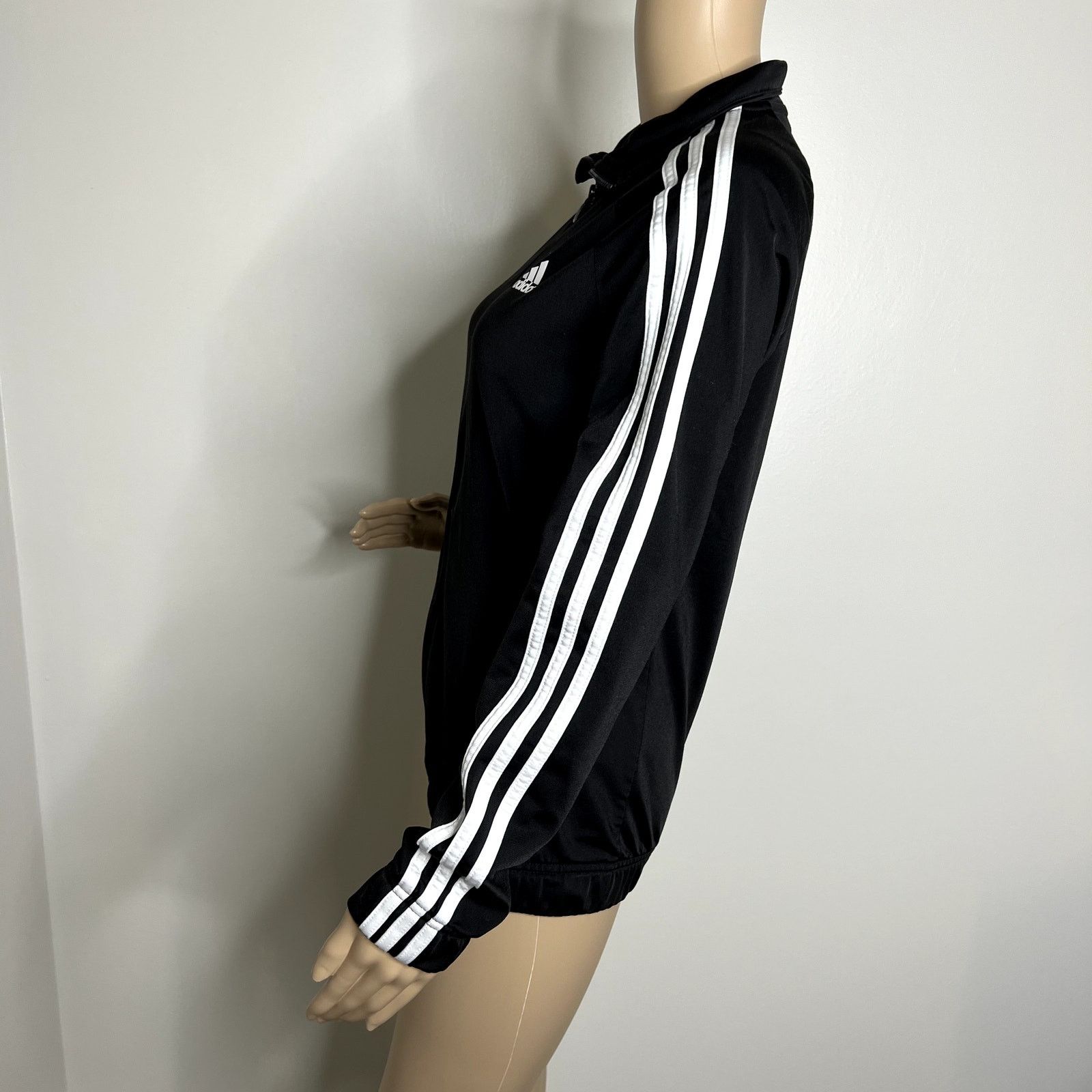 Adidas Adidas Black Striped Athletic Zip Track Jacket Size S / US 4 / IT 40 - 2 Thumbnail