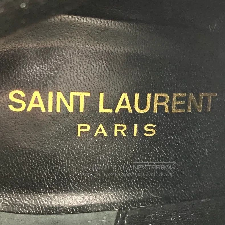 Saint Laurent Paris Saint Laurent Paris Black Logo Gold Mark Round Toe Chunky Size US 5.5 / IT 35.5 - 7 Thumbnail