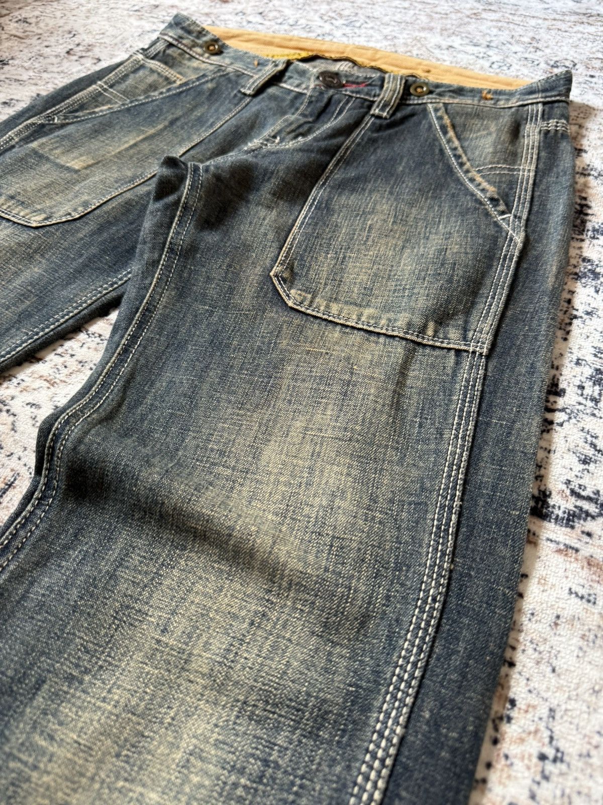 Hysteric Glamour Back Number Japan Mud Wash Patina Fade Baker Flared Jeans Size US 29 - 12 Thumbnail