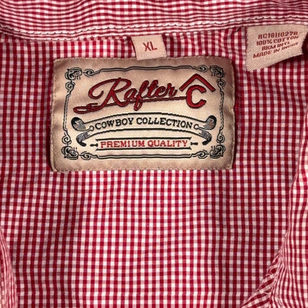Vintage Rafter C Western Shirt XL Red Gingham Plaid Cowboy Collection Shirt Men XS to XXL Size US XL / EU 56 / 4 - 6 Thumbnail
