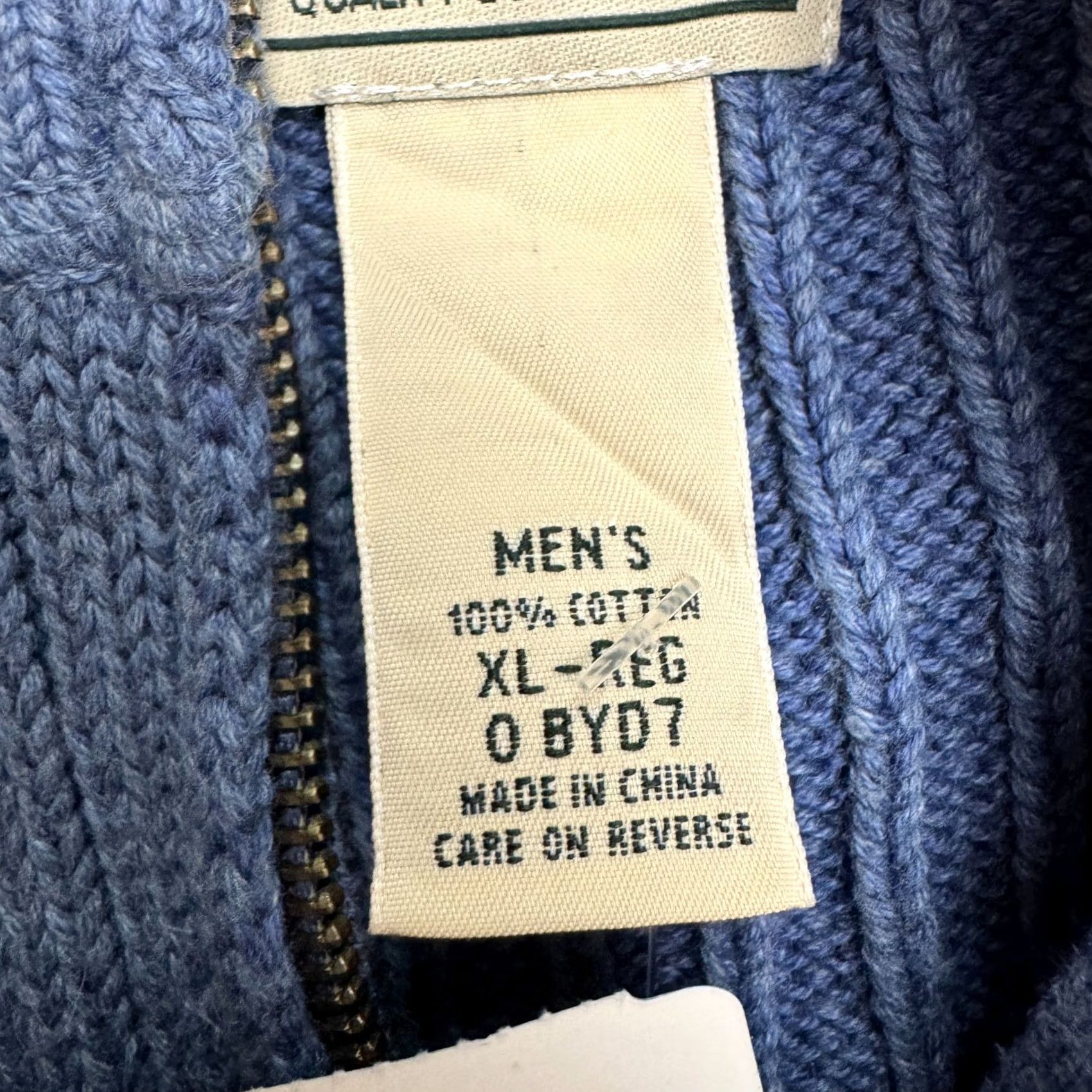Vintage L.L. Bean Fisherman 1/4 Zip Pullover Sweater Mens XL Blue Cotton Mock Neck NWT Size US XL / EU 56 / 4 - 5 Thumbnail