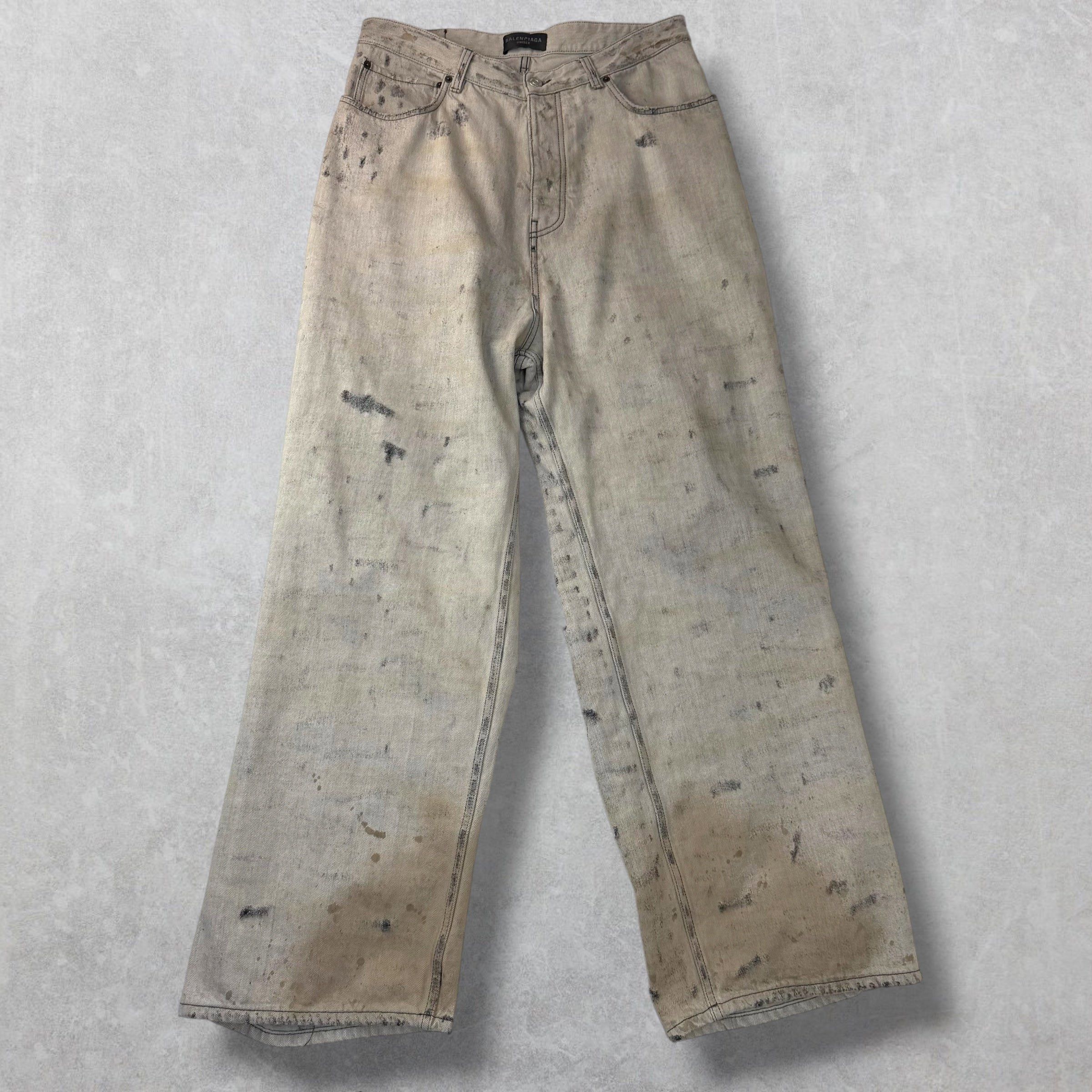 Balenciaga Balenciaga Super Destroyed Baggy Grey Jeans M (34) Size US 34 / EU 50 - 1 Thumbnail