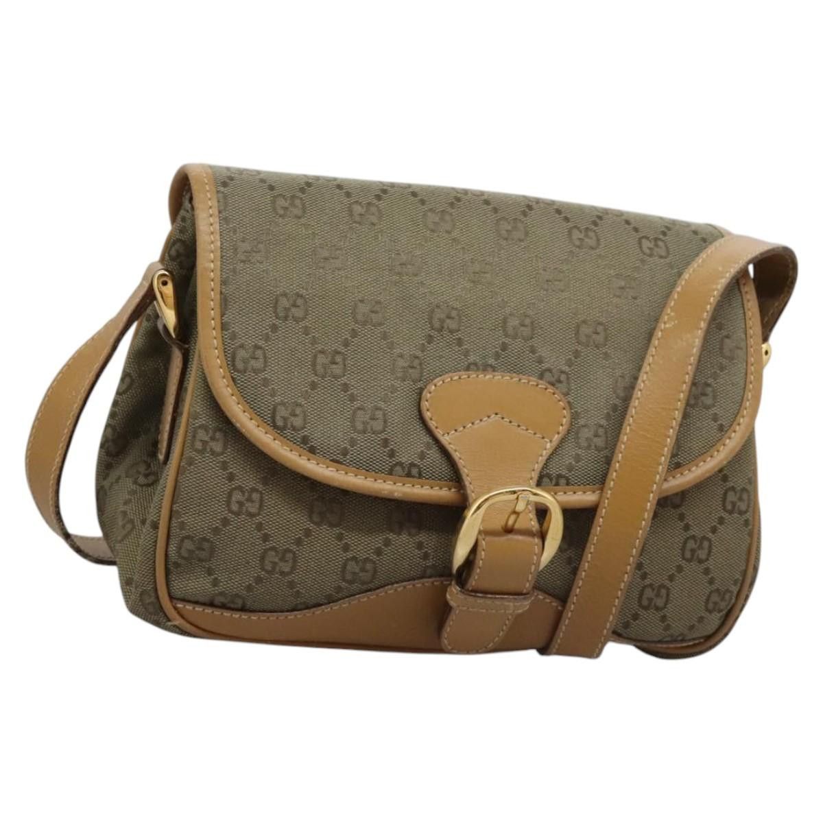 Gucci GG Canvas Shoulder Bag Beige Gold, Women's