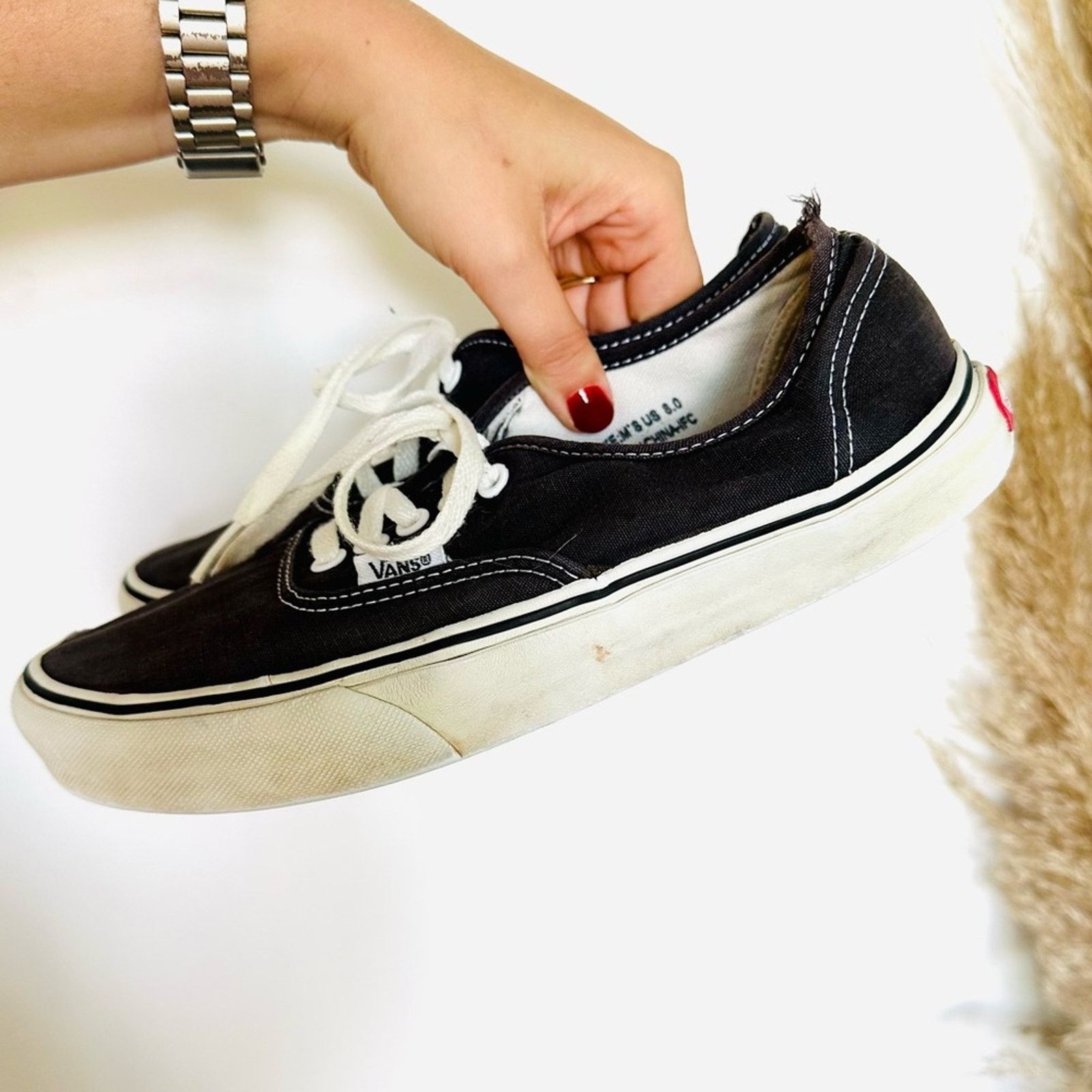 Vans VANS Classic Authentic Lace Up White Black Sneakers Shoes Size US 9.5 / IT 39.5 - 5 Thumbnail