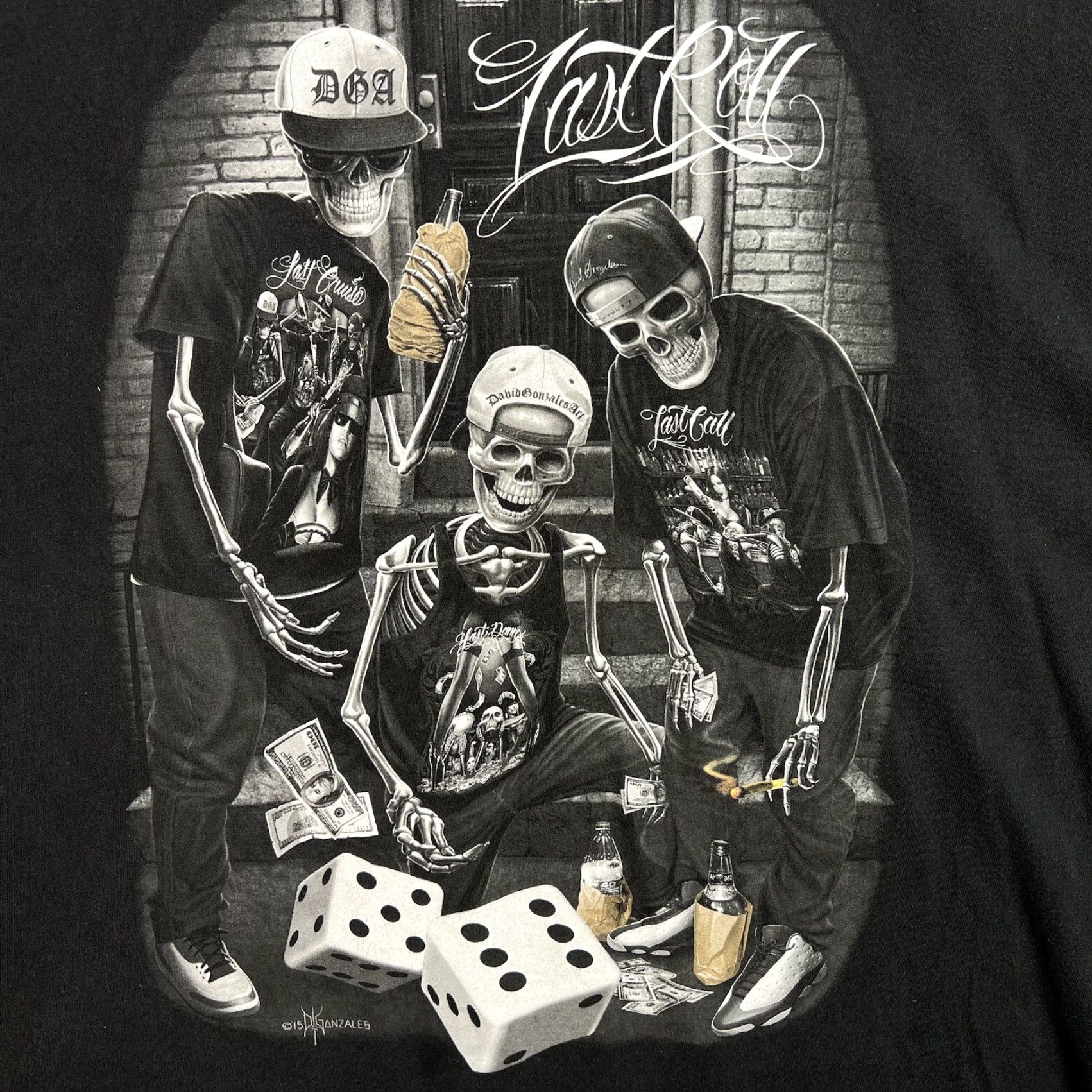 Vintage VINTAGE DGA Hip Hop T Shirt 2000s Adult 4XL Black Graphic Tee Skate Skull Dice Mens Size US XL / EU 56 / 4 - 5 Thumbnail