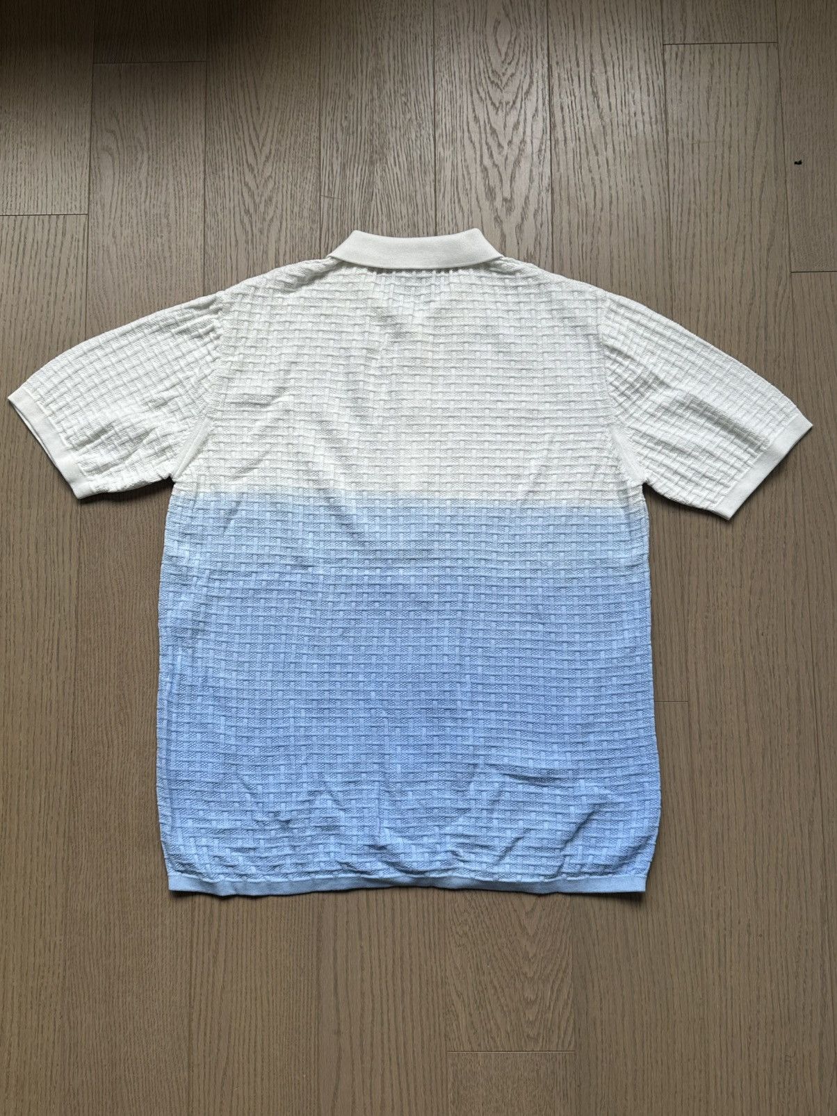Percival Light Blue Dip Dab Knit Polo Size US M / EU 48-50 / 2 - 2 Thumbnail