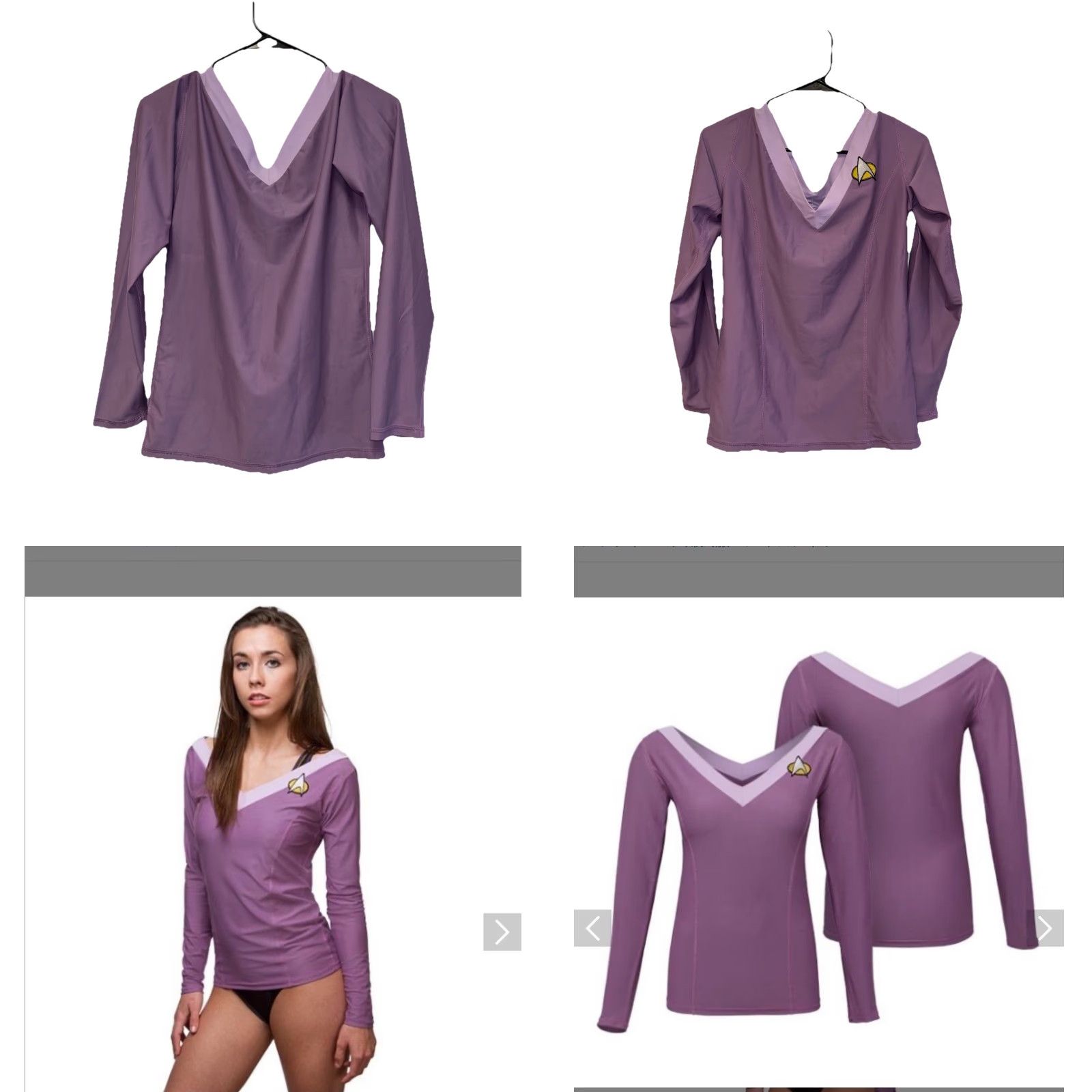 NEXT **Purple Star Trek T-Shirt Women Cosplay Costume L V-Neck** User: Purple Star Trek T-Shirt Women Cosplay Costume L V-Neck Size L / US 10 / IT 46 - 8 Thumbnail