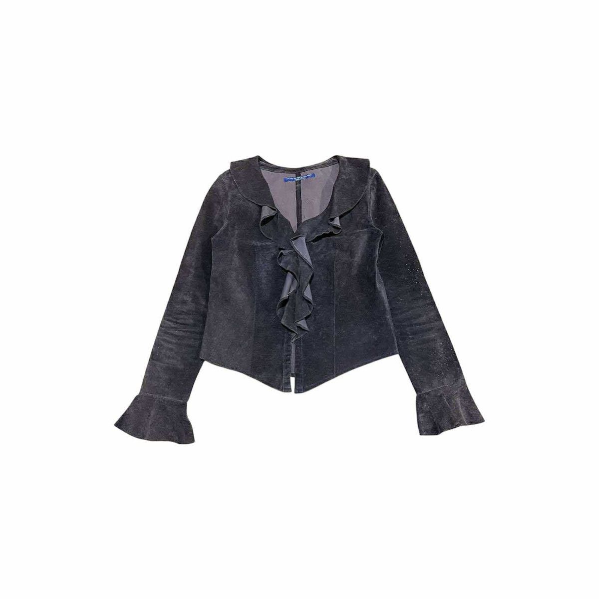 Japanese Brand 🔥1999-2000 Vintage Japanese Ruffled Suede Cardigan Size S / US 4 / IT 40 - 1 Thumbnail